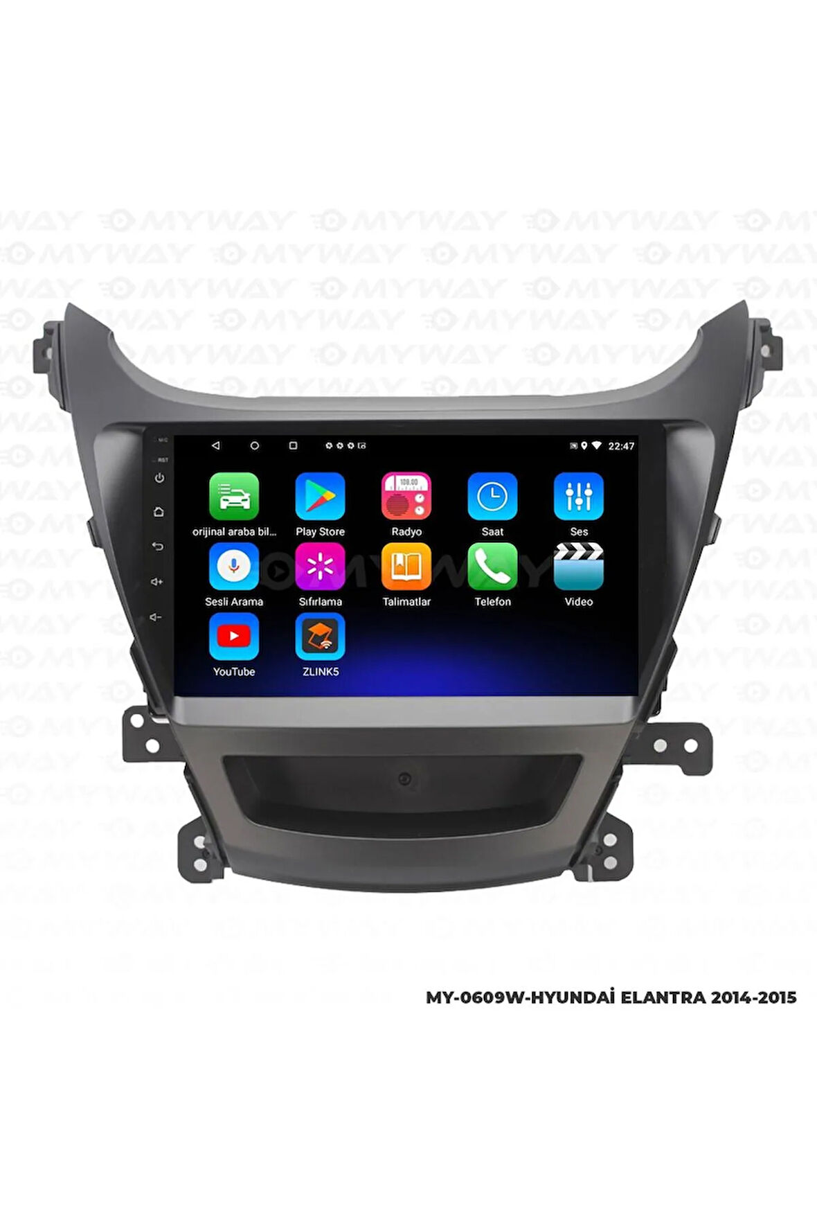 HYUNDAİ ELANTRA ANDROİD 12 Uyumlu MULTİMEDYA CARPLAY 2GB RAM+32GB HDD 2014-2015 NAVİGASYON EKRAN
