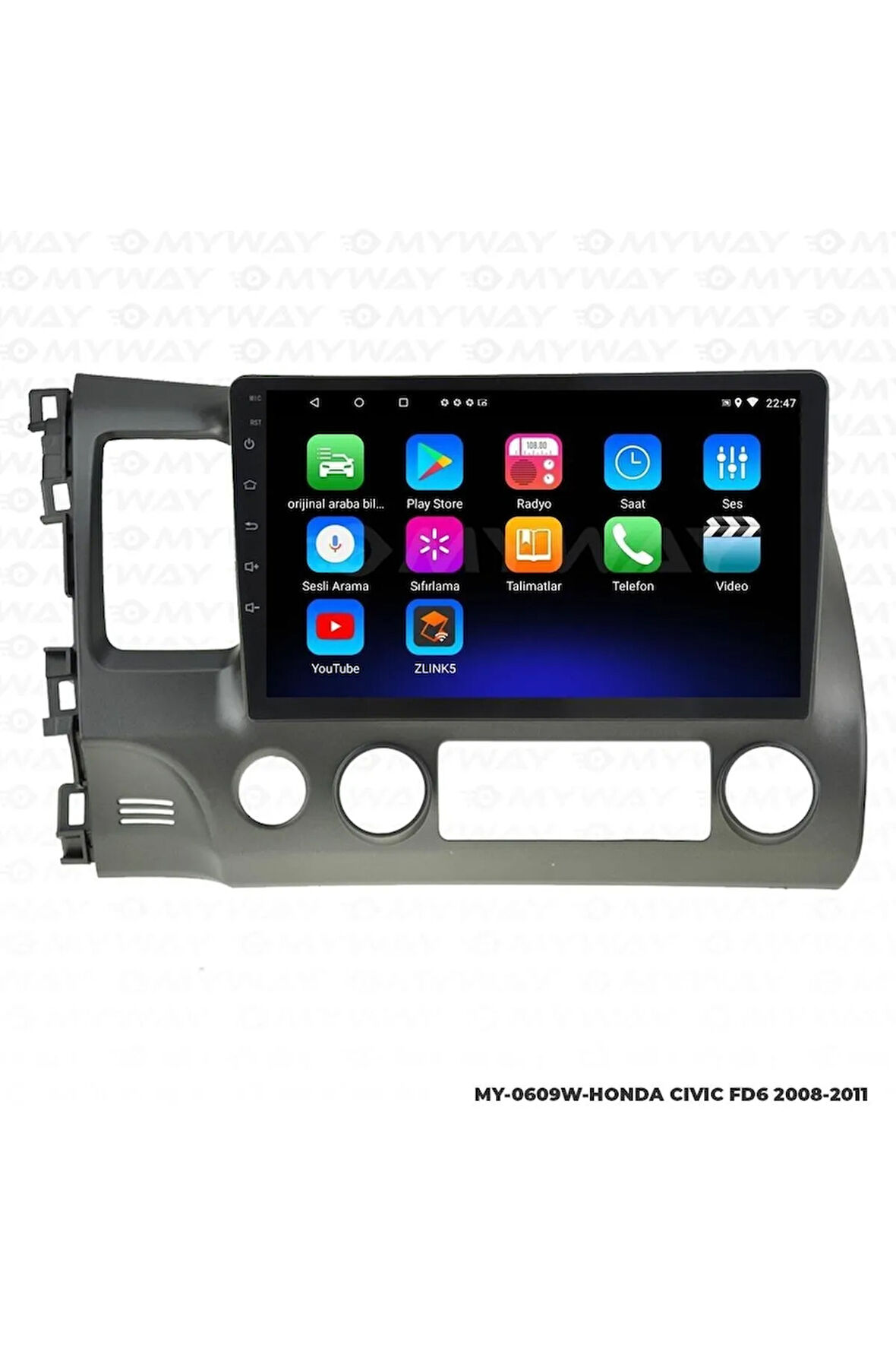 HONDA CİVİC FD6 ANDROİD 12 MULTİMEDYA CARPLAY 2GB RAM+32GB HDD NAVİGASYON EKRAN