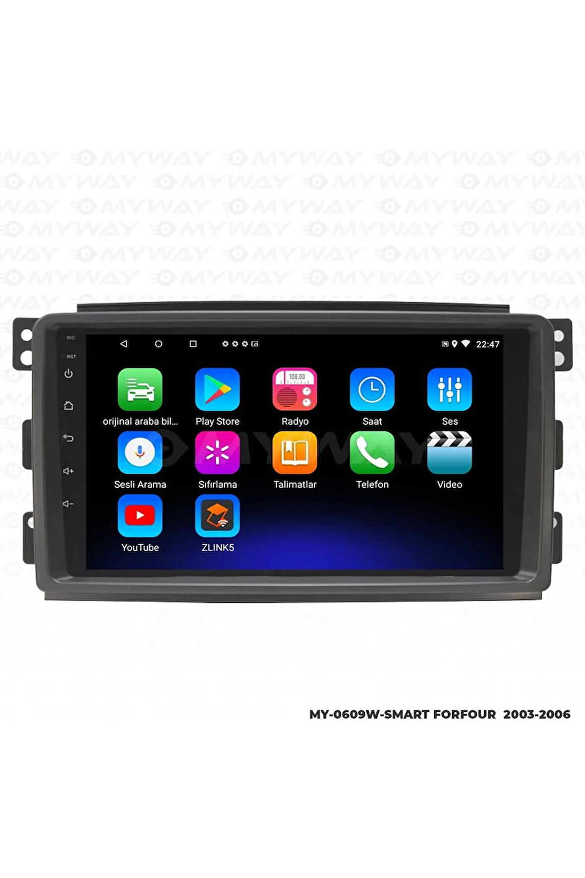 SMART FORFOUR ANDROİD 12 MULTİMEDYA CARPLAY 2GB RAM+32GB HDD NAVİGASYON EKRAN