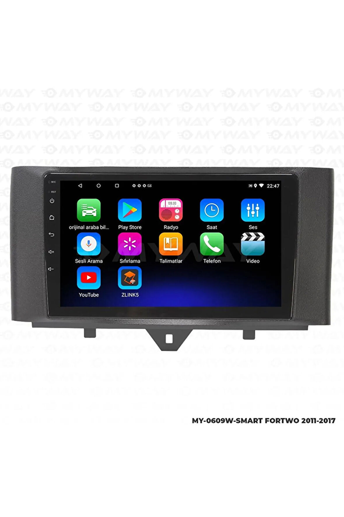 SMART FORTWO ANDROİD 12 MULTİMEDYA CARPLAY 2GB RAM+32GB HDD 2011-2017 NAVİGASYON EKRAN