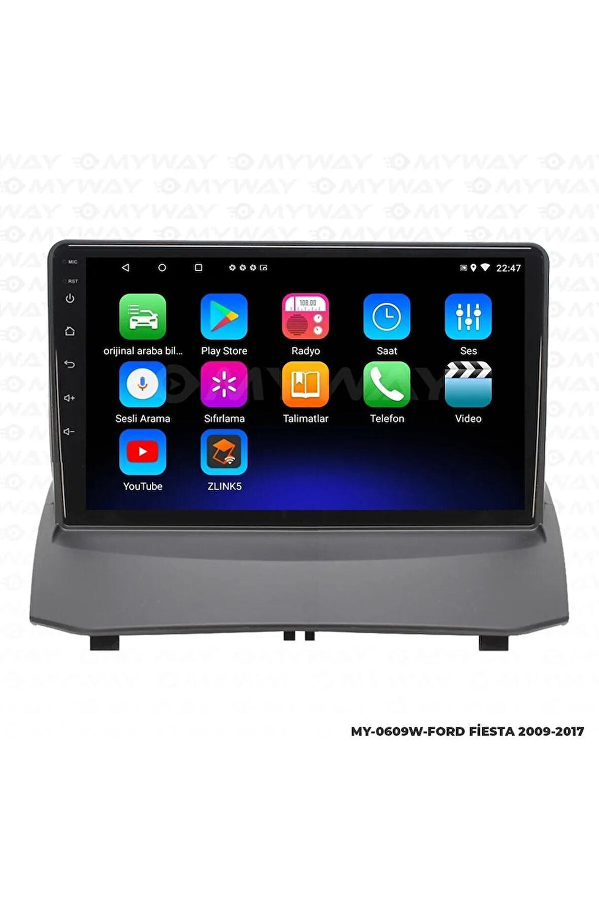 FORD FİESTA ANDROİD 12 MULTİMEDYA CARPLAY 2GB RAM+32GB HDD 2009-2012 NAVİGASYON EKRAN