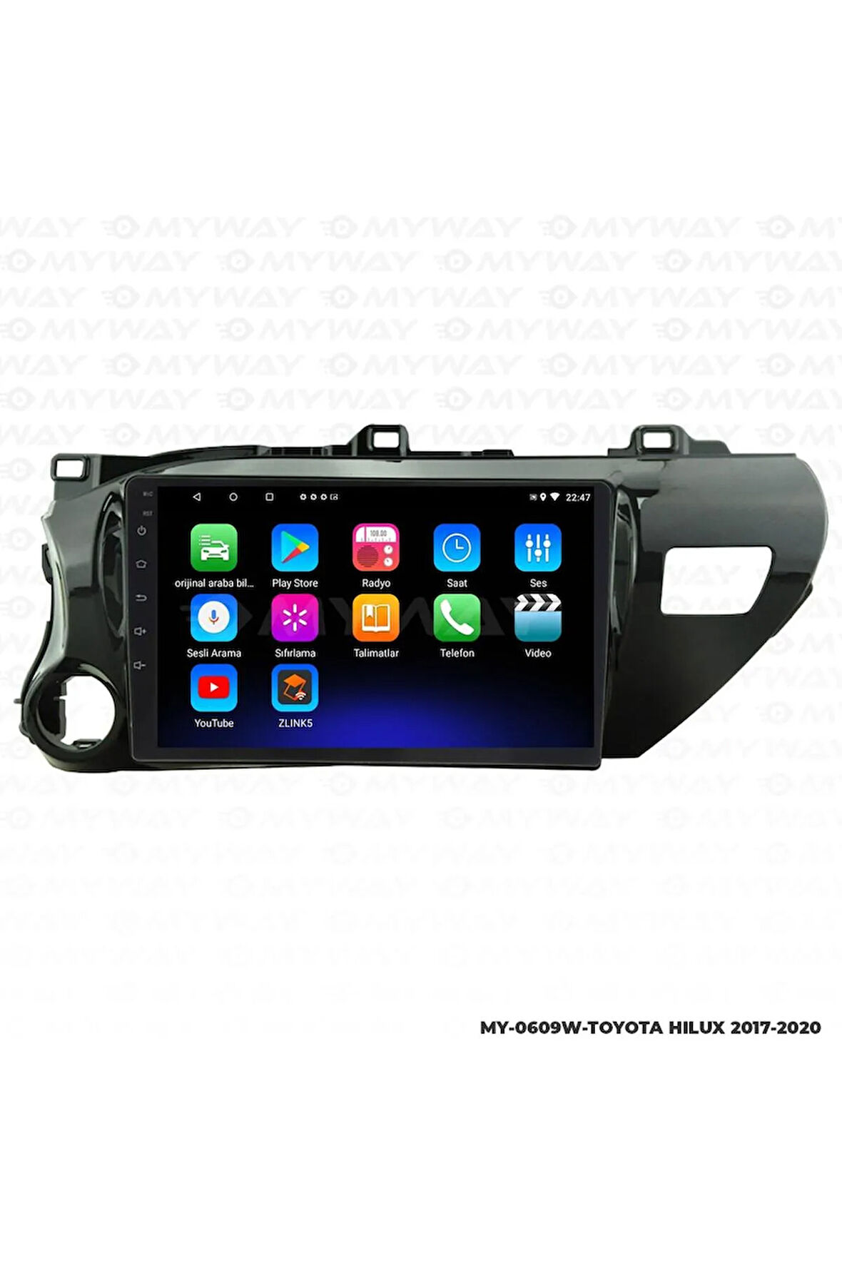 TOYOTA HİLUX ANDROİD 12 MULTİMEDYA CARPLAY 2GB RAM+32GB HDD 2017-2020 NAVİGASYON EKRAN