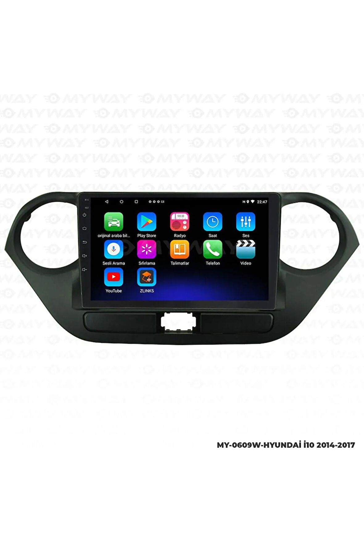 HYUNDAİ İ10 Uyumlu ANDROİD 12 MULTİMEDYA CARPLAY 2GB RAM+32GB HDD 2014-2017 NAVİGASYON EKRAN