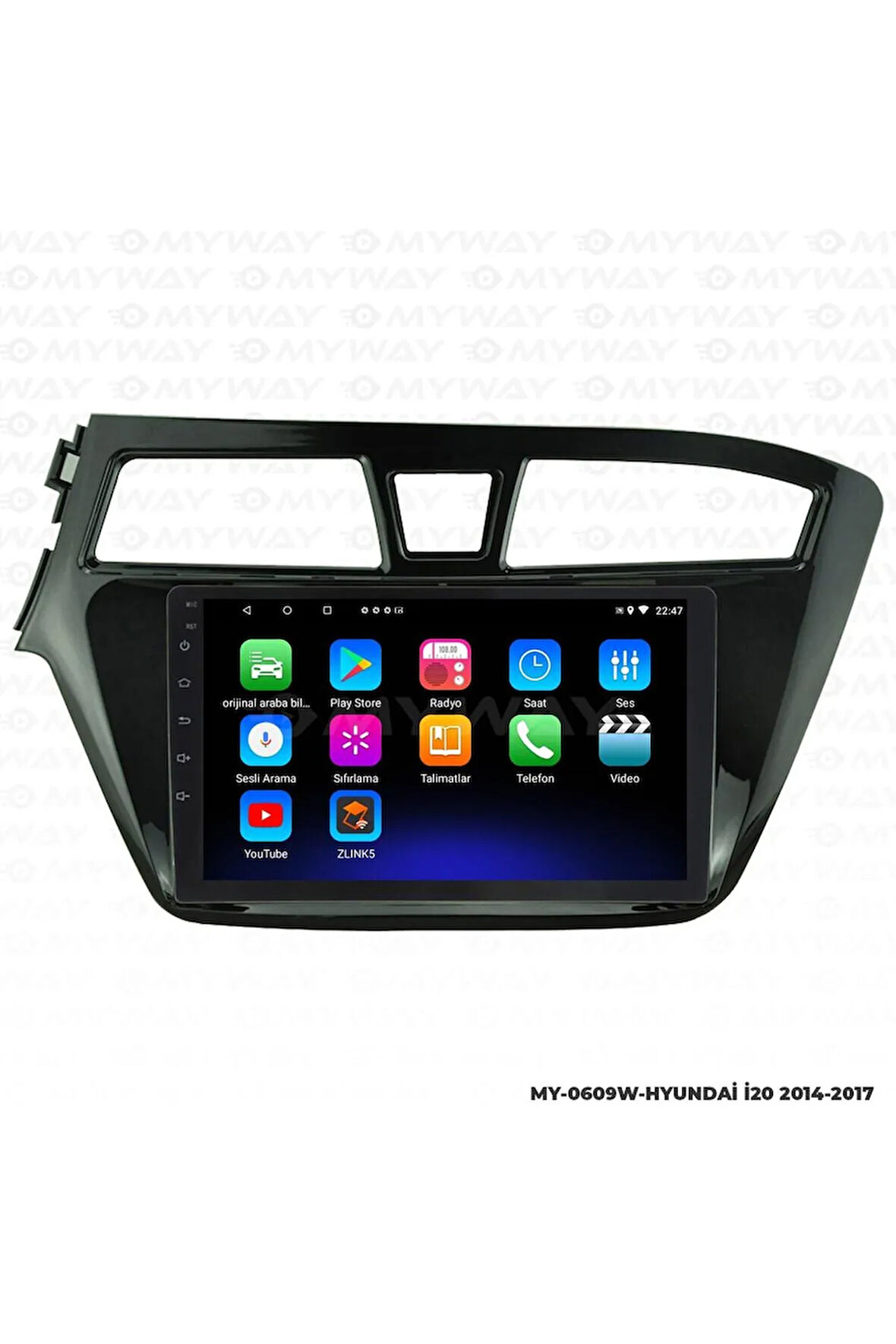 HYUNDAİ İ20 Uyumlu ANDROİD 12 MULTİMEDYA CARPLAY 2GB RAM+32GB HDD 2014-2017 NAVİGASYON EKRAN