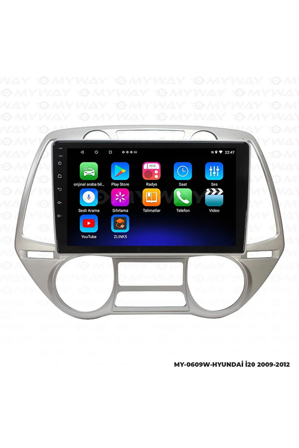 HYUNDAİ İ20 ANDROİD 12 MULTİMEDYA CARPLAY 2GB RAM+32GB HDD 2009-2012 NAVİGASYON EKRAN