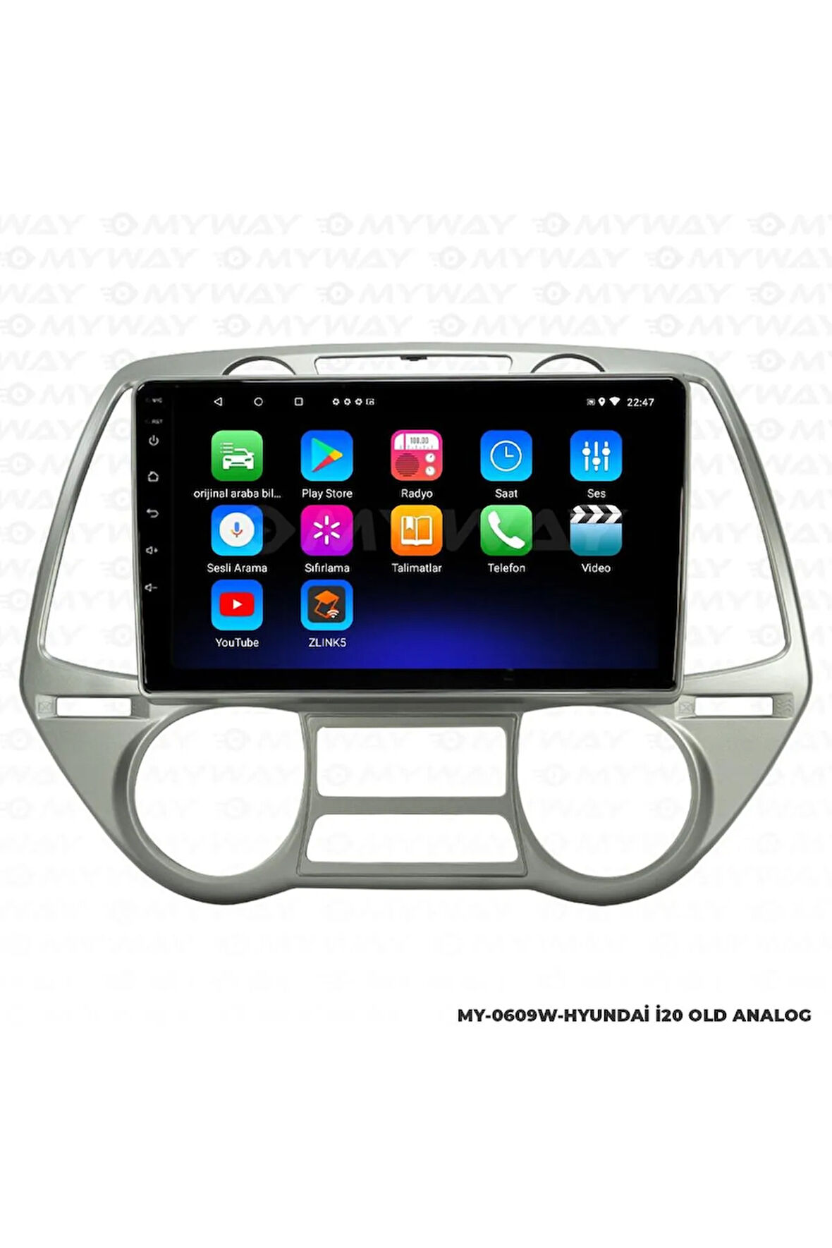 HYUNDAİ İ20 Uyumlu ANDROİD 12 MULTİMEDYA CARPLAY 2GB RAM+32GB HDD ANALOG NAVİGASYON EKRAN