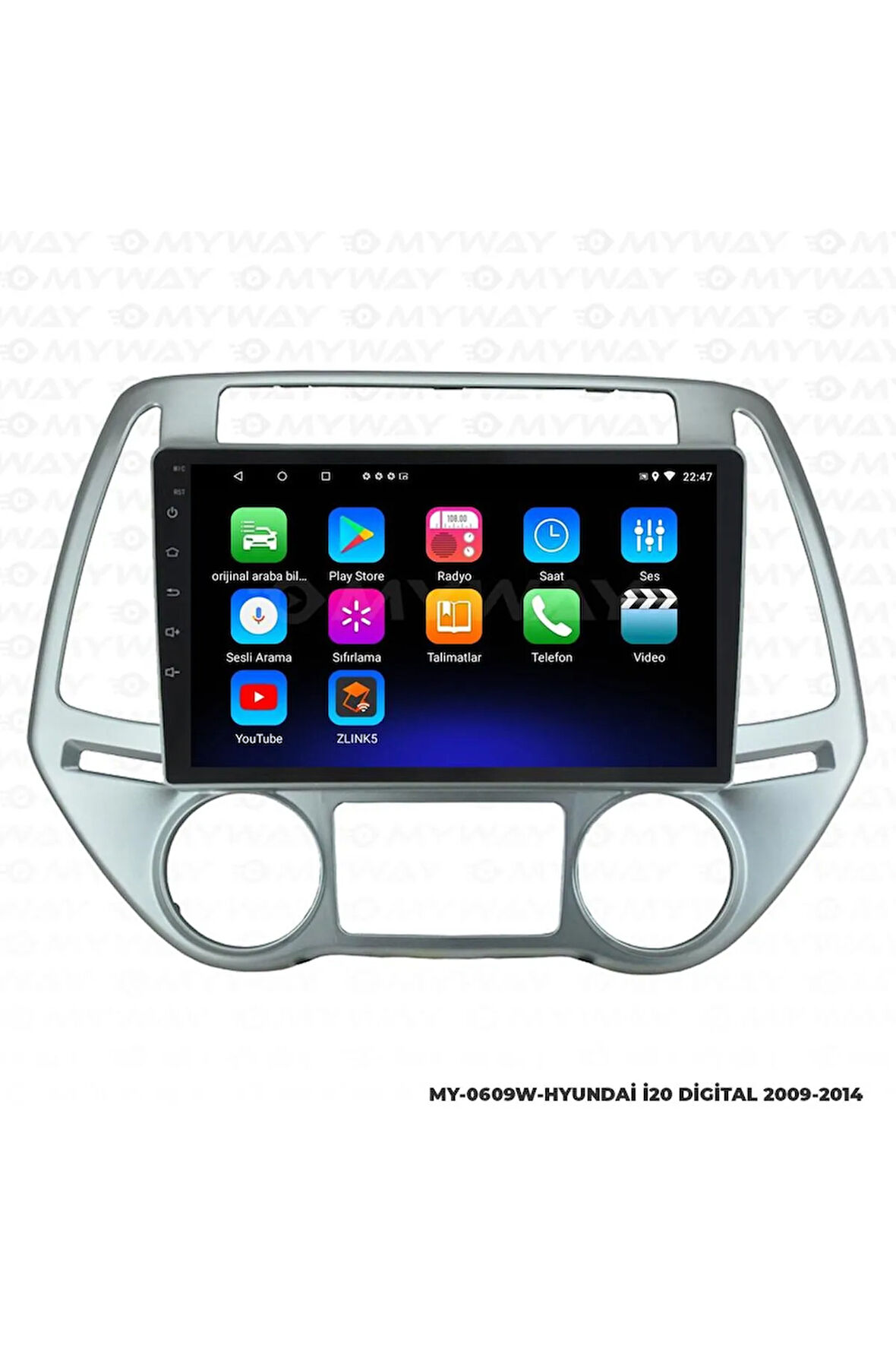 HYUNDAİ İ20 ANDROİD Uyumlu12 MULTİMEDYA CARPLAY 2GB RAM+32GB HDD DİJİTAL NAVİGASYON EKRAN