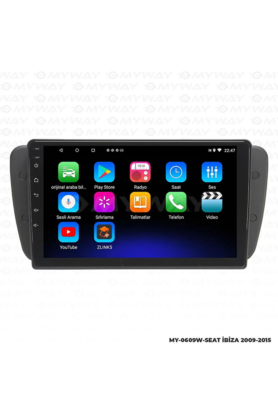 SEAT İBİZA ANDROİD 12 MULTİMEDYA CARPLAY 2GB RAM+32GB HDD 2009-2015 NAVİGASYON EKRAN