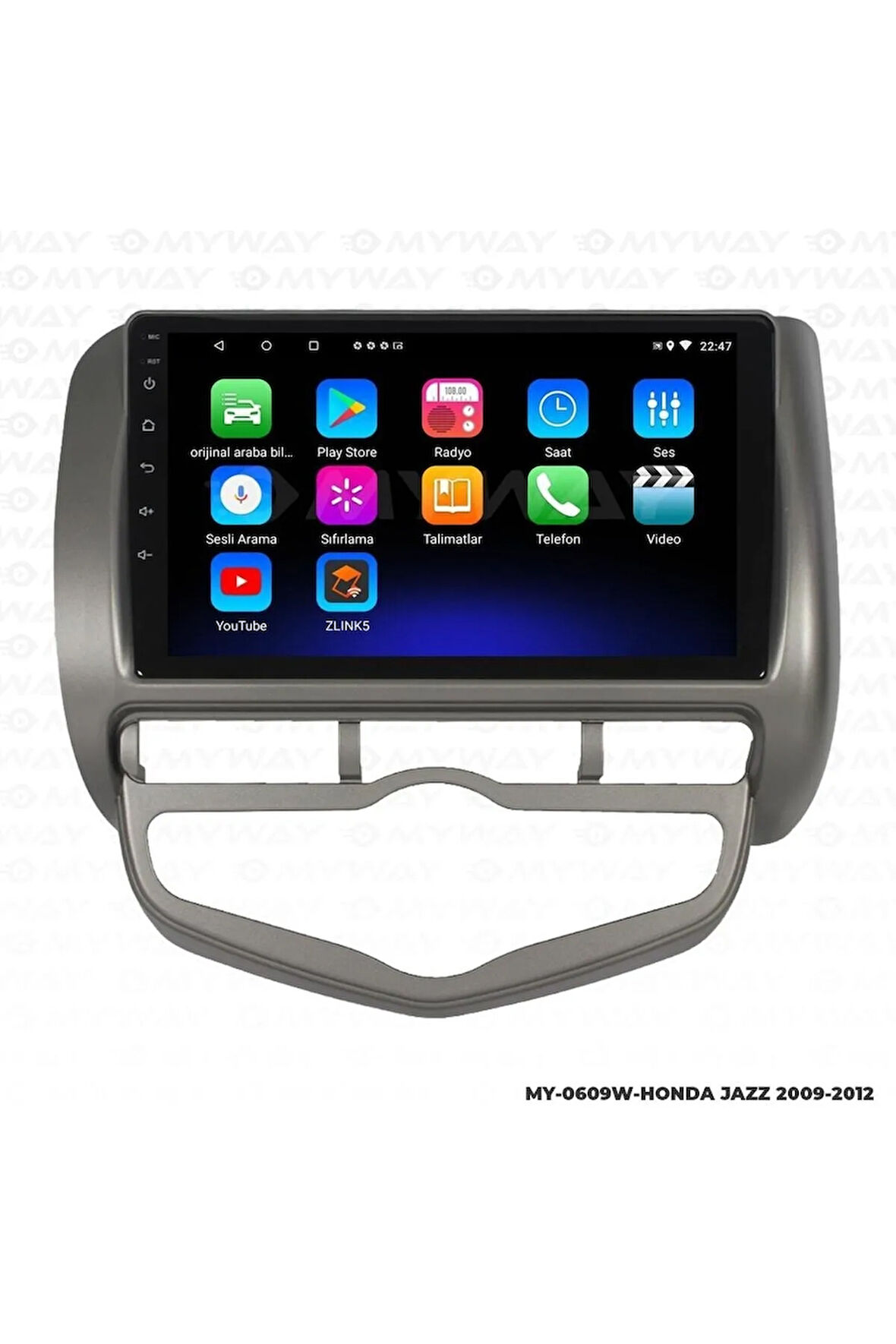 HONDA JAZZ ANDROİD 12 MULTİMEDYA CARPLAY 2GB RAM+32GB HDD 2009-2012 NAVİGASYON EKRAN