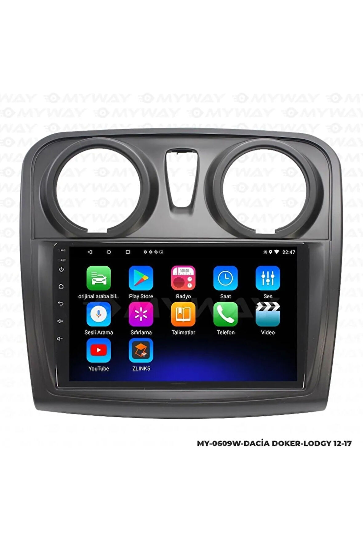 DACİA LODGY ANDROİD 12 MULTİMEDYA CARPLAY 2GB RAM+32GB HDD NAVİGASYON EKRAN