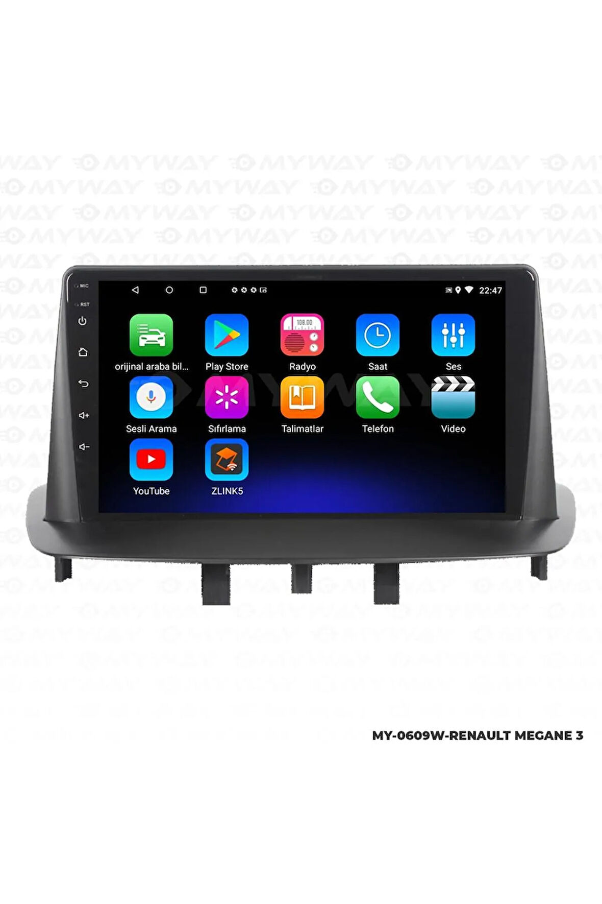 RENAULT MEGANE 3 ANDROİD 12 MULTİMEDYA CARPLAY 2GB RAM+32GB HDD NAVİGASYON EKRAN