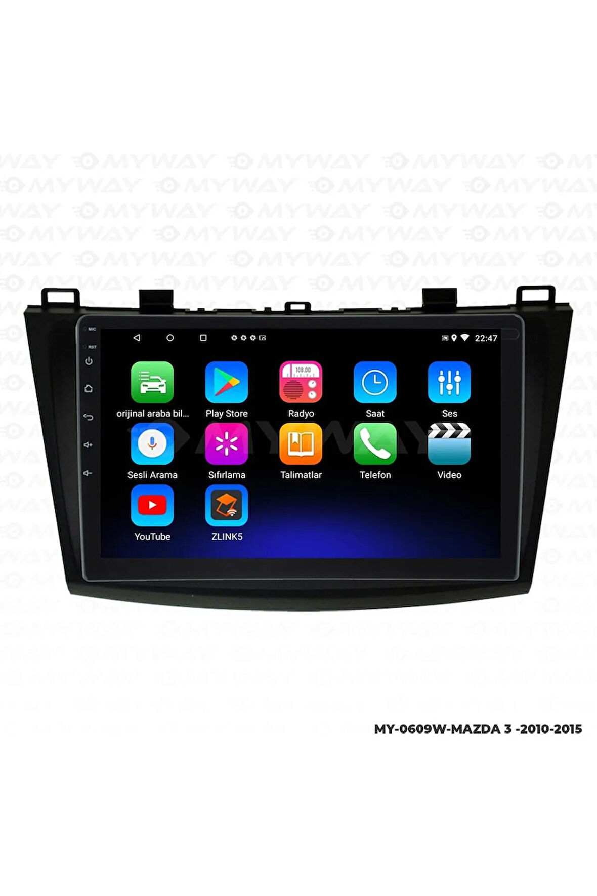 MAZDA 3 ANDROİD 12 MULTİMEDYA CARPLAY 2GB RAM+32GB HDD 2010-2015 NAVİGASYON EKRAN