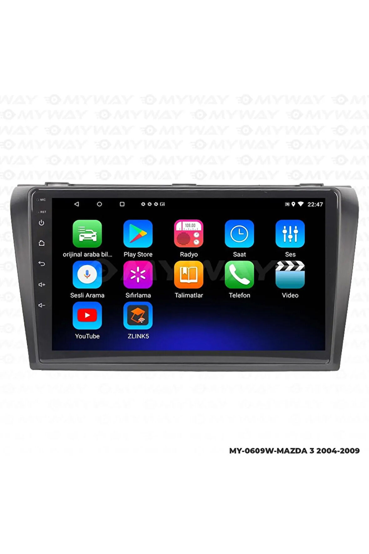 MAZDA 3 ANDROİD 12 MULTİMEDYA CARPLAY 2GB RAM+32GB HDD 2004-2009 NAVİGASYON EKRAN