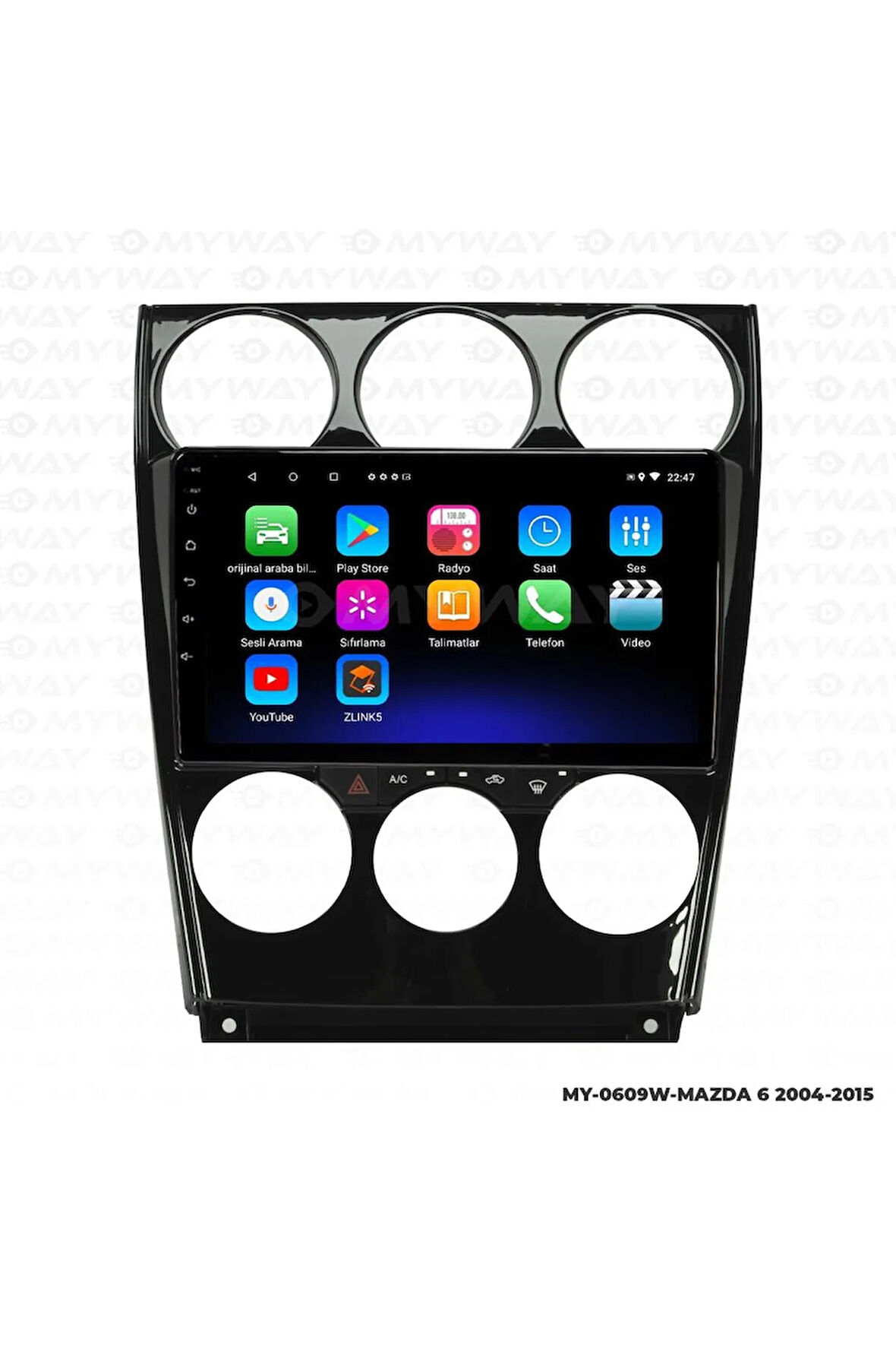 MAZDA 6 ANDROİD 12 MULTİMEDYA CARPLAY 2GB RAM+32GB HDD 2004-2015 NAVİGASYON EKRAN