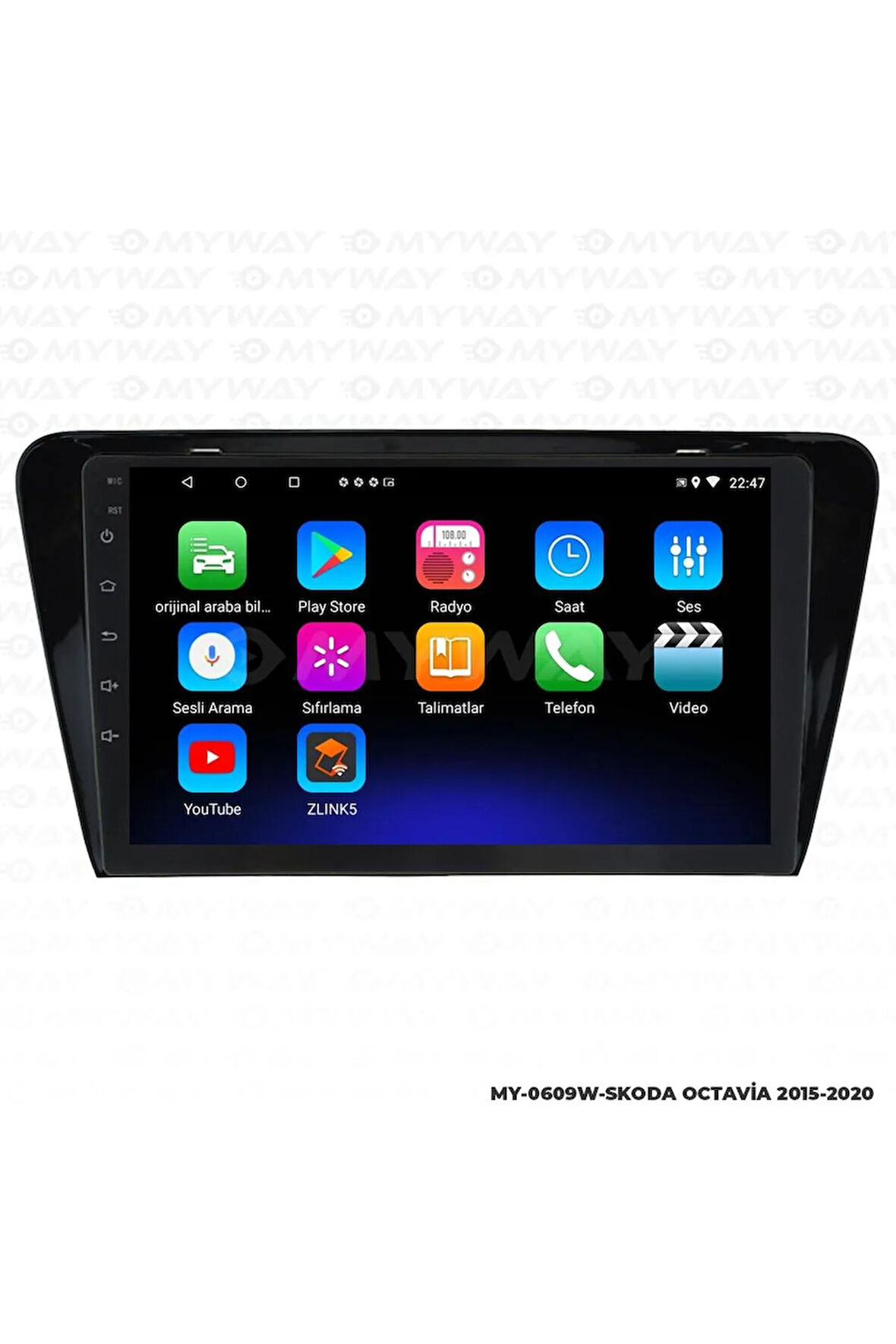 SKODA OCTAVİA ANDROİD 12 MULTİMEDYA CARPLAY 2GB RAM+32GB HDD 2015-2020 NAVİGASYON EKRAN