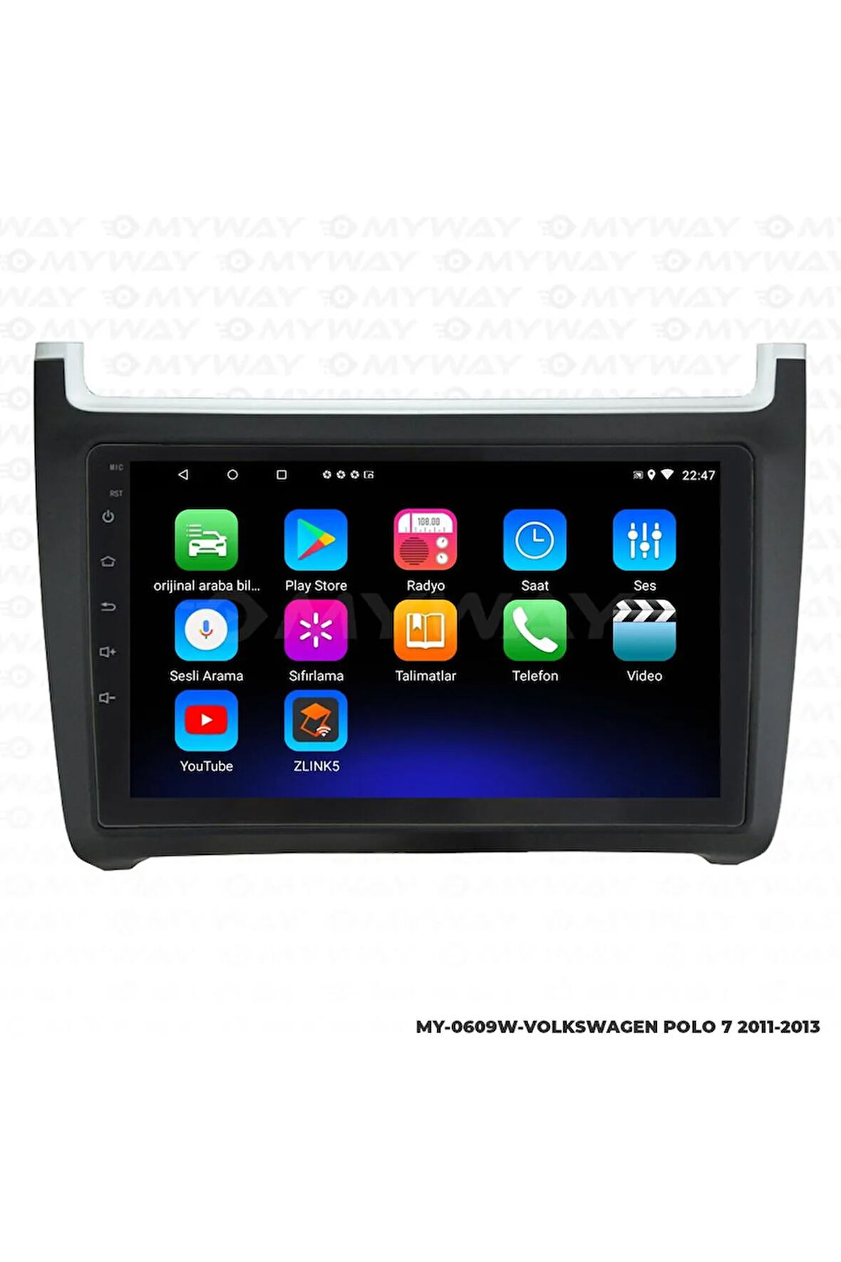 VOLKSWAGEN POLO 7 ANDROİD 12 MULTİMEDYA CARPLAY 2GB RAM+32GB HDD 2011-2013 NAVİGASYON EKRAN