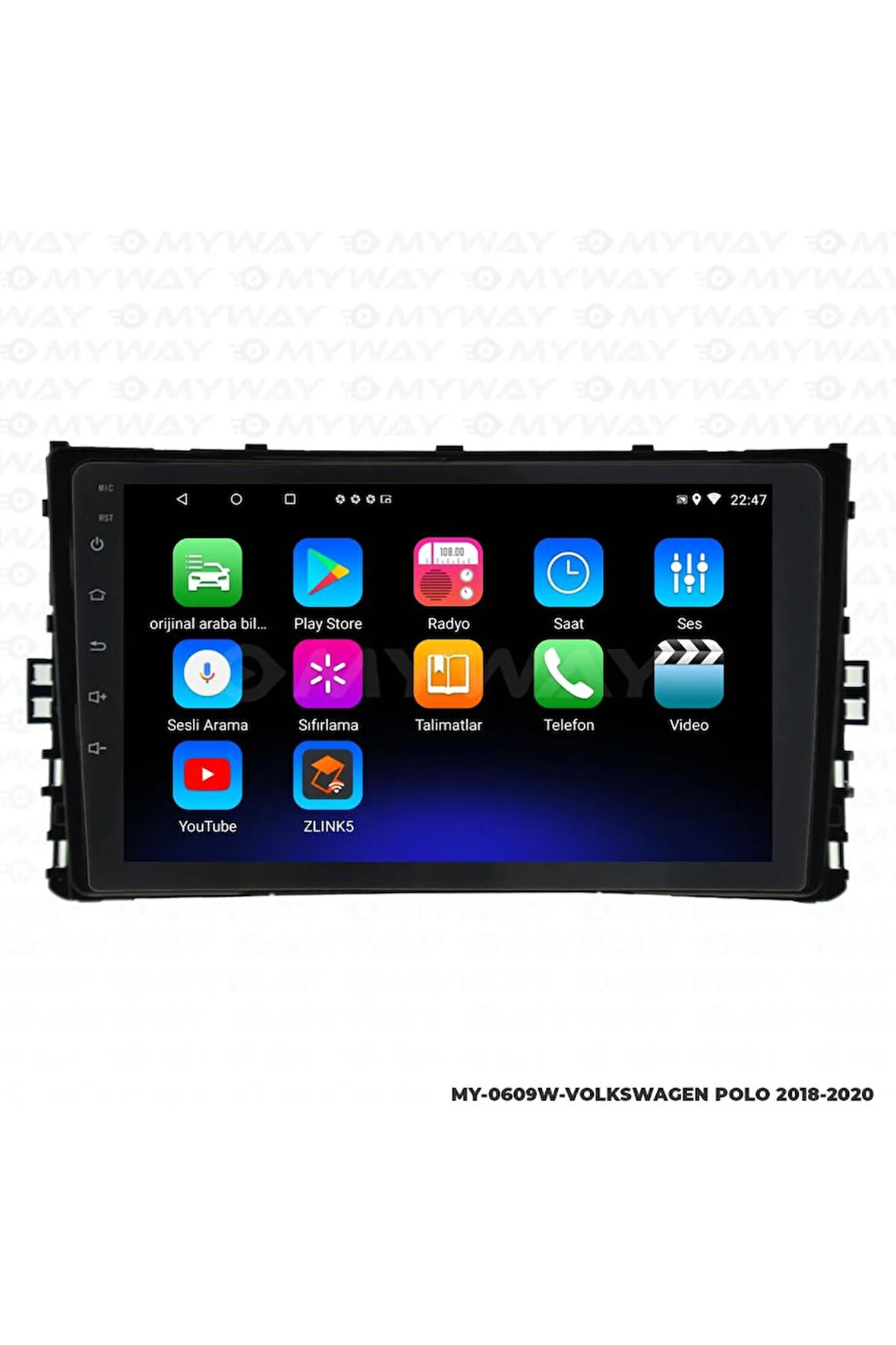 VOLKSWAGEN POLO ANDROİD 12 MULTİMEDYA CARPLAY 2GB RAM+32GB HDD 2018-2020 NAVİGASYON EKRAN