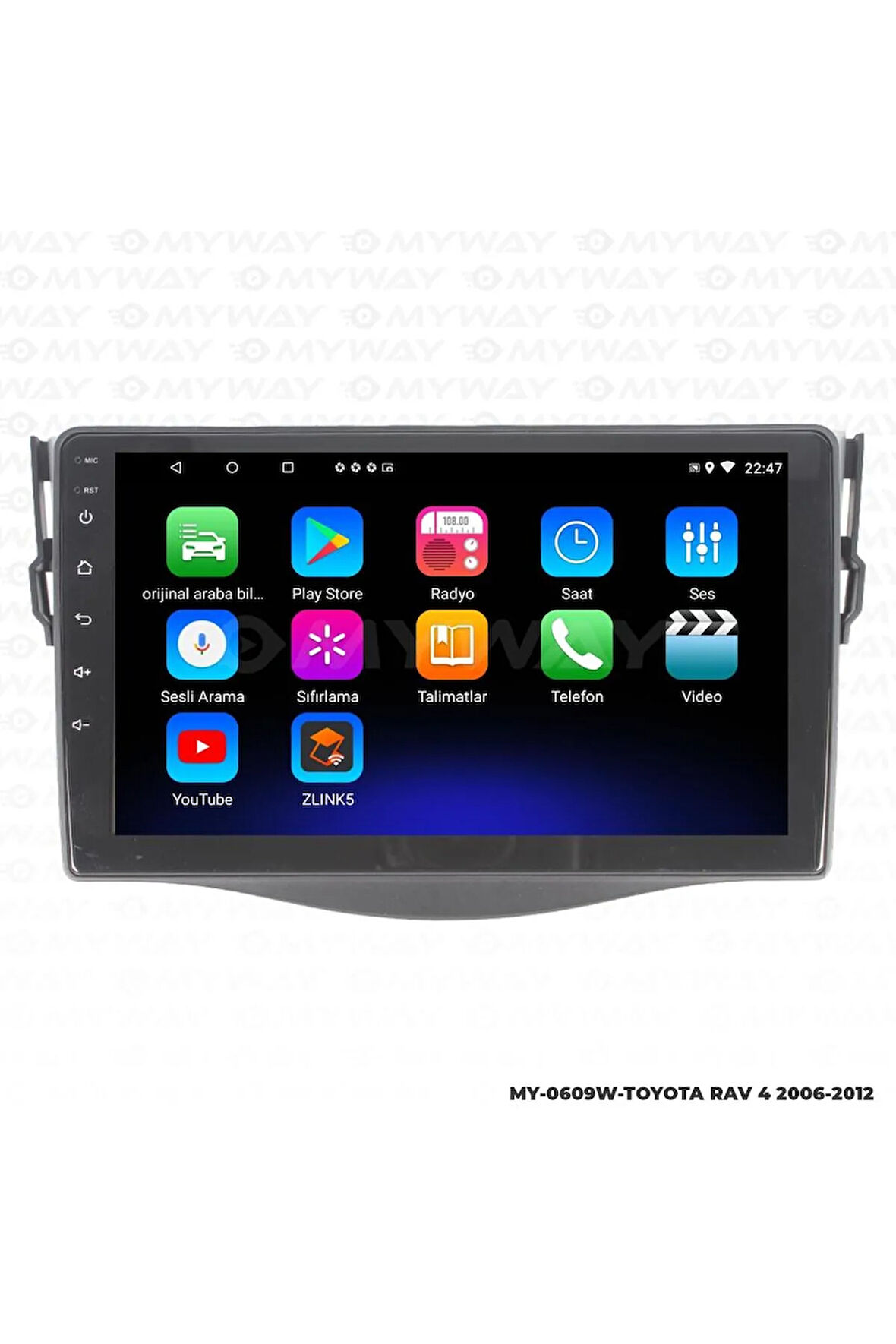 TOYOTA RAV 4 ANDROİD 12 MULTİMEDYA CARPLAY 2GB RAM+32GB HDD 2006-2012 NAVİGASYON EKRAN