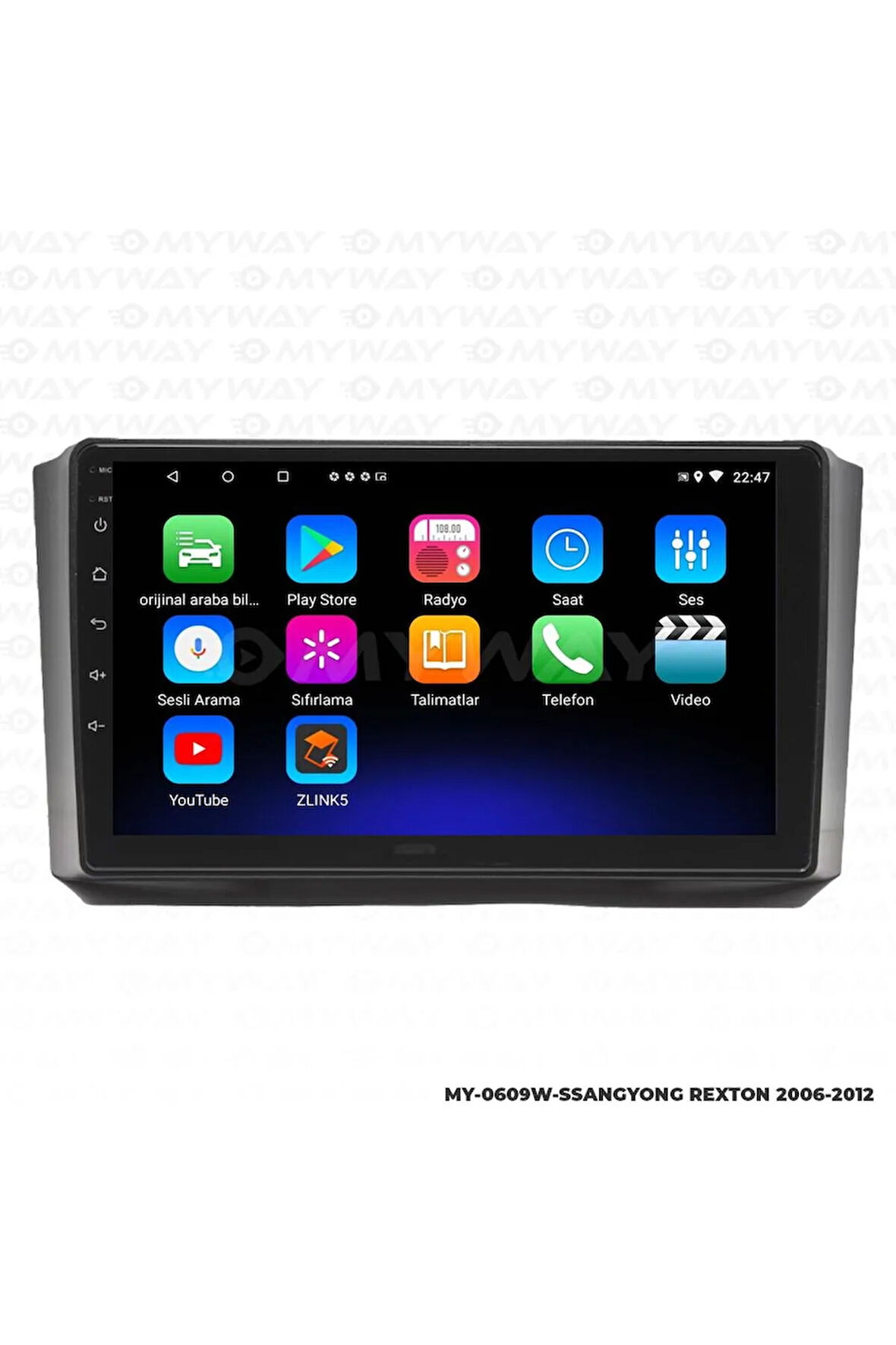 SSANGYONG REXTON ANDROİD 12 MULTİMEDYA CARPLAY 2GB RAM+32GB HDD 2006-2012 NAVİGASYON EKRAN