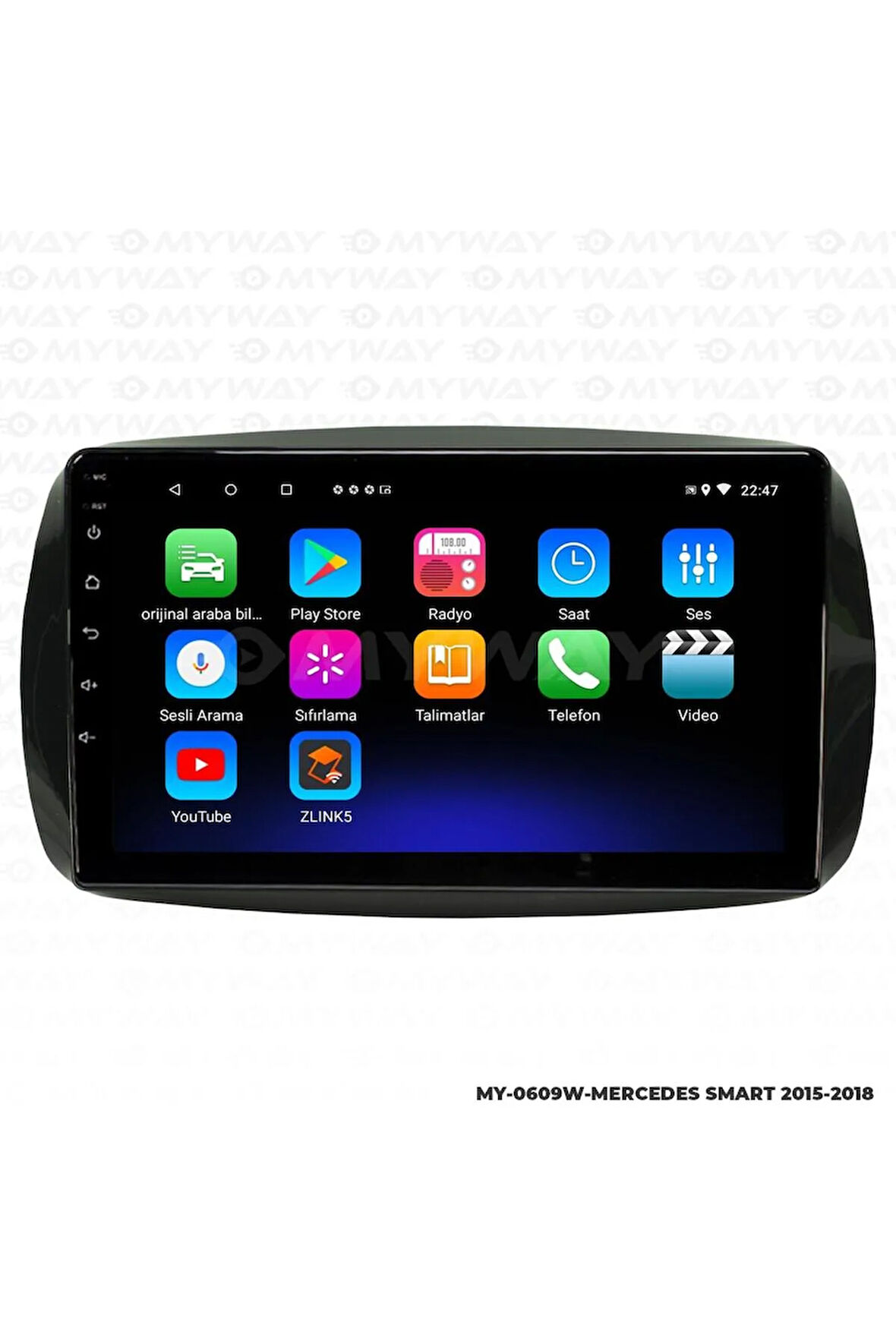 MERCEDES SMART ANDROİD 12 MULTİMEDYA CARPLAY 2GB RAM+32GB HDD 2015-2018 NAVİGASYON EKRAN