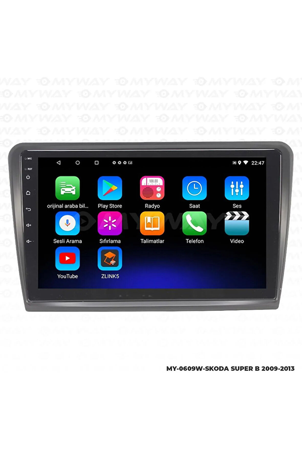 SKODA SUPER B ANDROİD 12 MULTİMEDYA CARPLAY 2GB RAM+32GB HDD 2009-2013 NAVİGASYON EKRAN