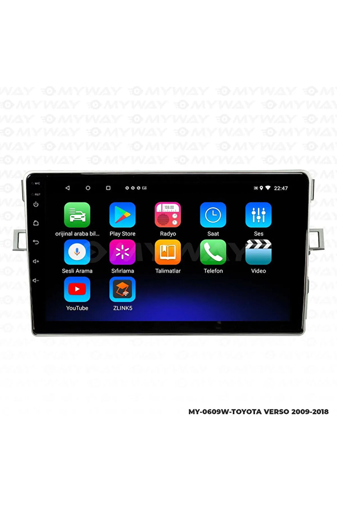 TOYOTA VERSO ANDROİD 12 MULTİMEDYA CARPLAY 2GB RAM+32GB HDD 2009-2018 NAVİGASYON EKRAN
