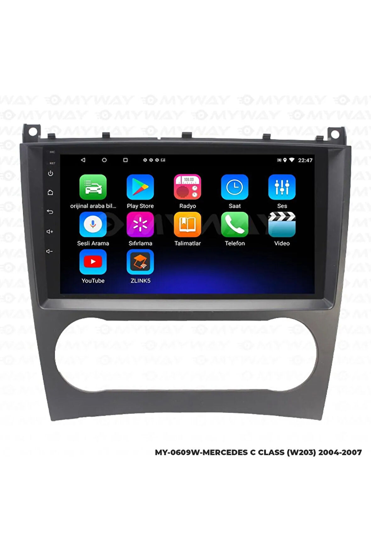 MERCEDES C CLASS W203 ANDROİD 12 MULTİMEDYA CARPLAY 2GB RAM+32GB HDD 2004-2007 NAVİGASYON EKRAN