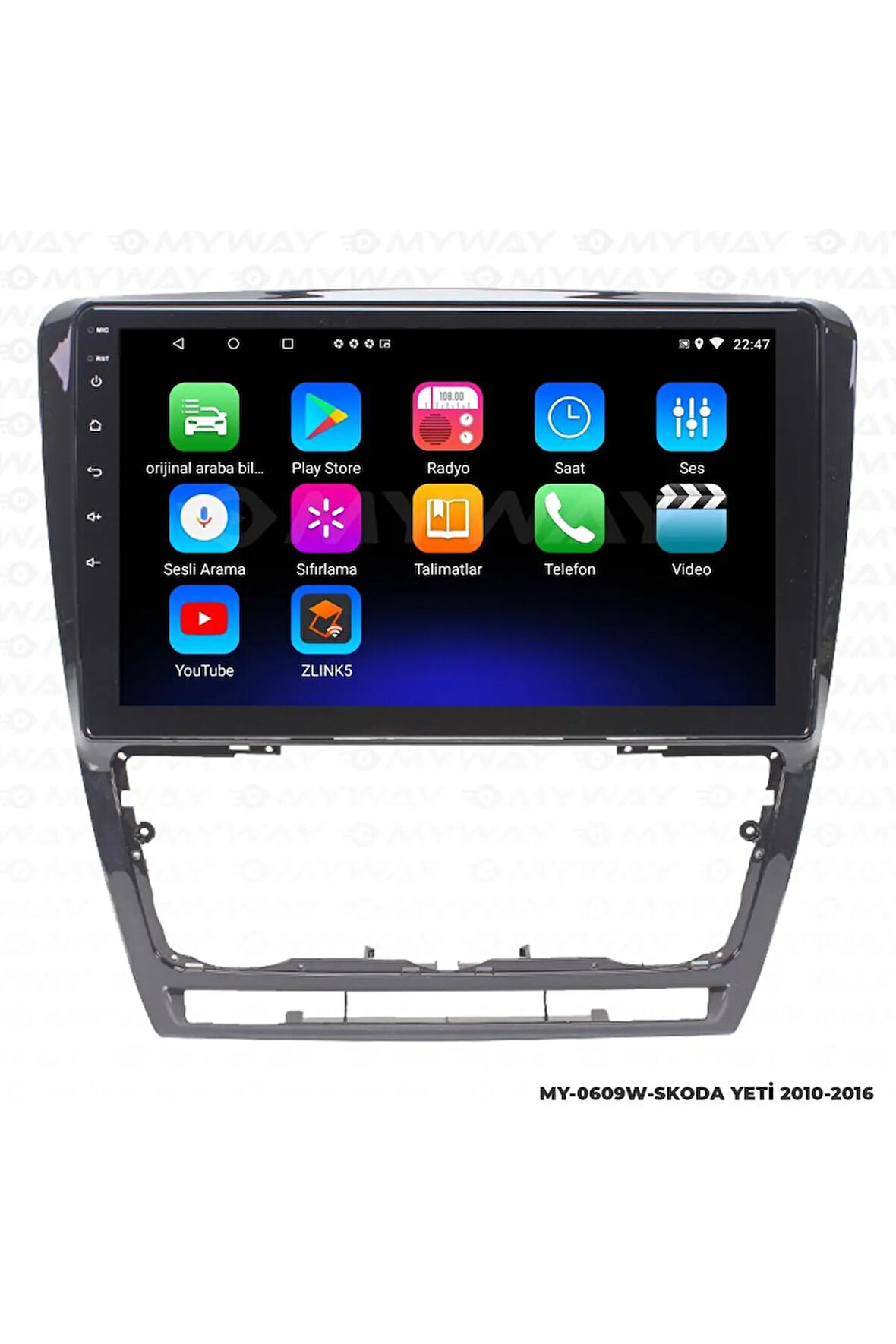 SKODA YETİ ANDROİD 12 MULTİMEDYA CARPLAY 2GB RAM+32GB HDD 2010-2016 NAVİGASYON EKRAN