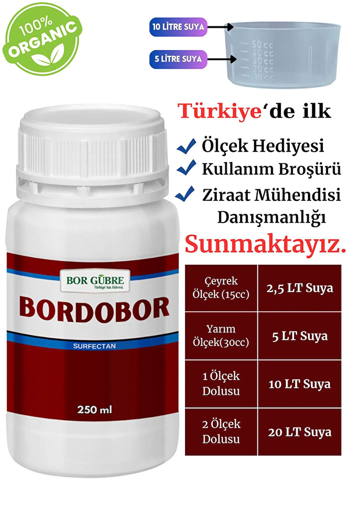 Sıvı Gübre- 250ml (BORDOBULAMACI) Bakır Içerikli Bitki Besini Ve Koruyucu Bordo Bulamacı