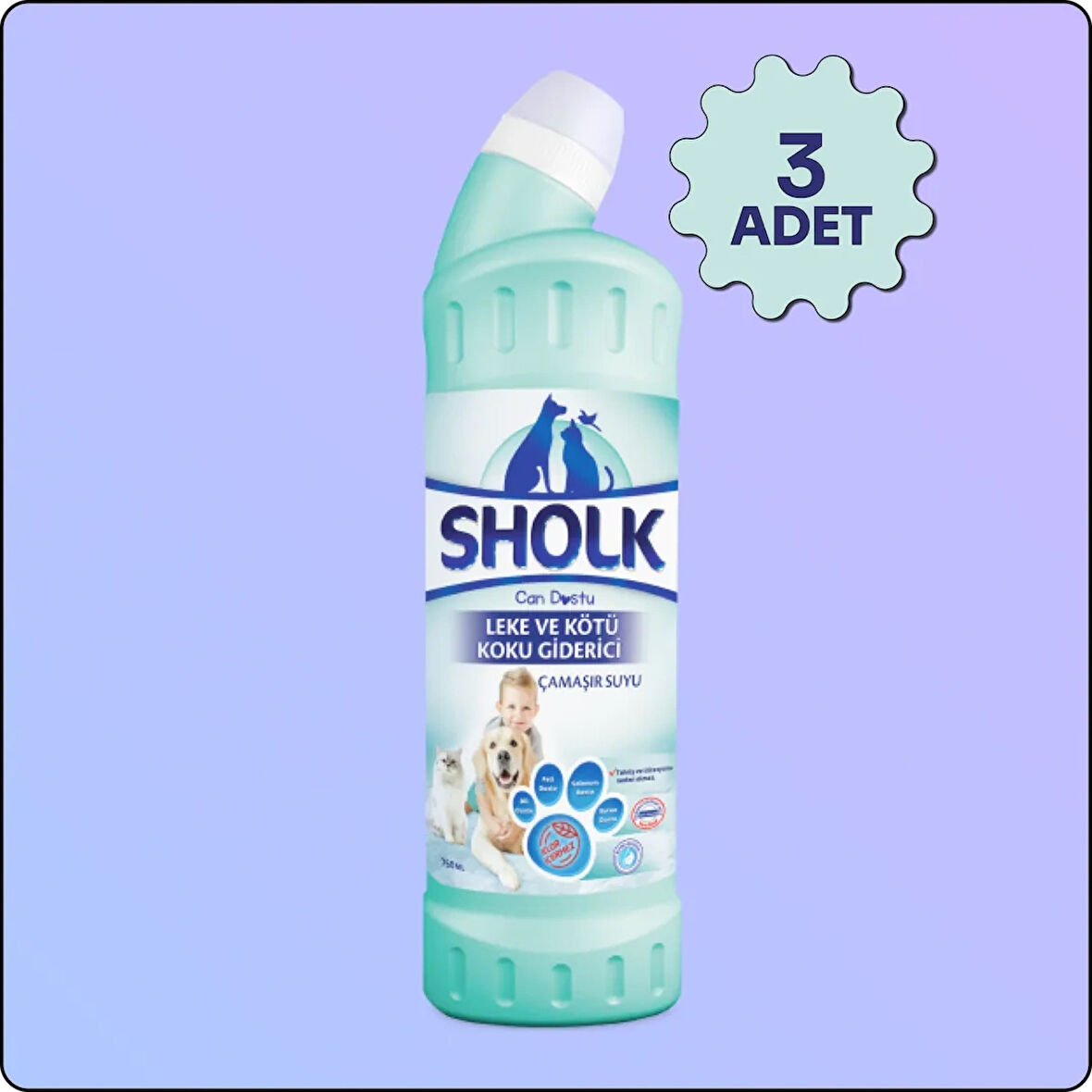 Sholk Leke ve Koku Giderici Çamaşır Suyu 750 ml 3 Adet