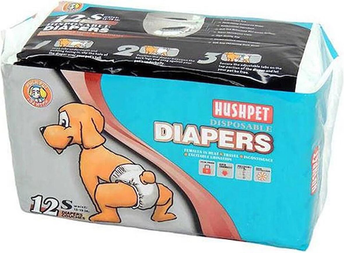 Hushpet köpek alt tuvalet bezi 12 adet s hush pet diapers small 12li köpek bezi