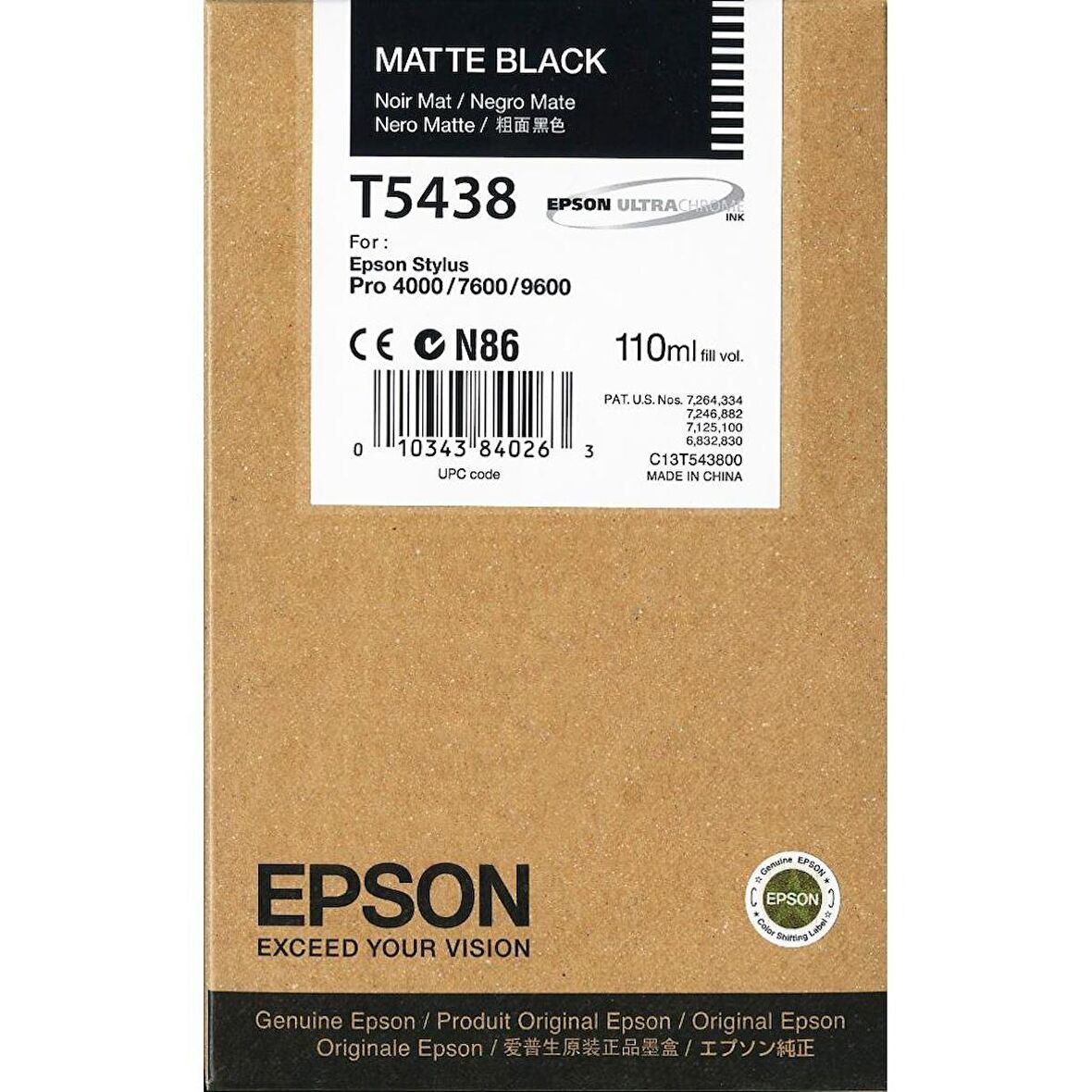 Epson T5438 C13T543800 Mat Siyah Kartuş