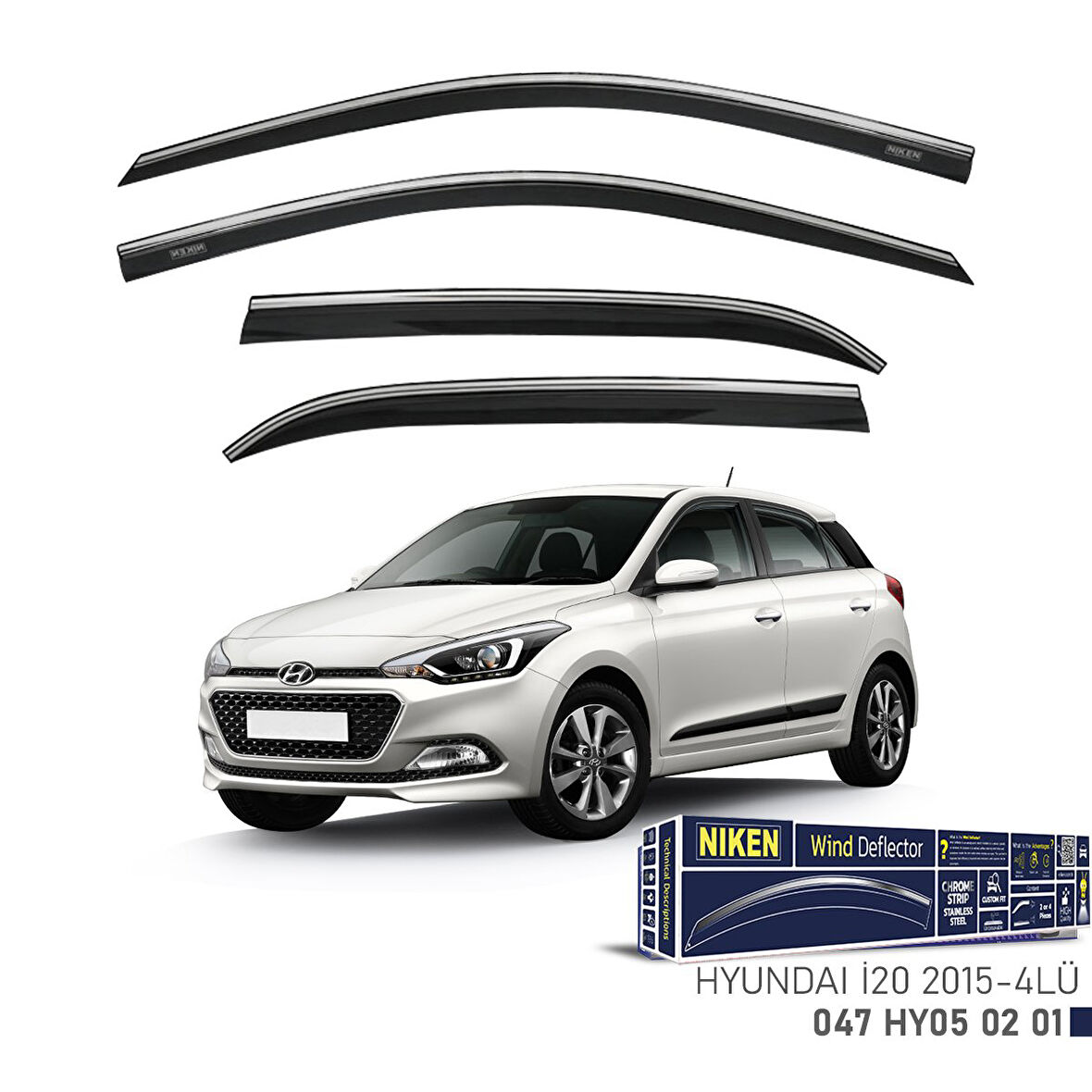 Hyundai İ20 Kromlu Cam Rüzgarlığı Niken 2015-21 arası uyumlu
