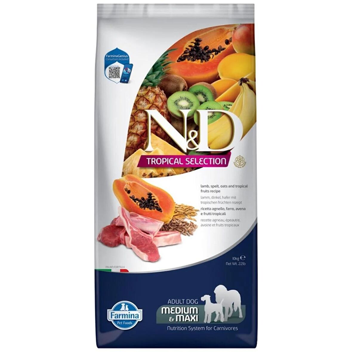 Nd tropical selection köpek 10kg medium maxi adult kuzulu tropikal meyveli köpek maması