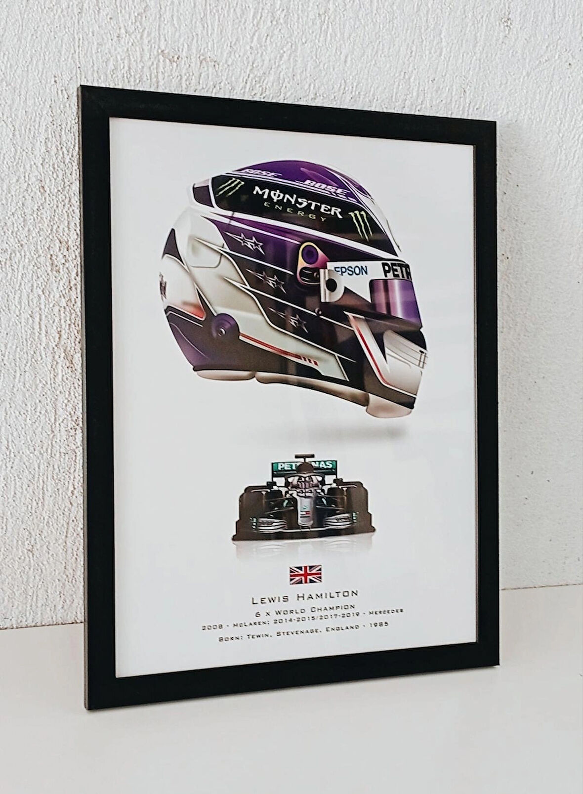 30x42 cm Hamilton Formula 1, F1 Poster Tablo 1 mm Şeffaf Korumalı ve Çerçeveli