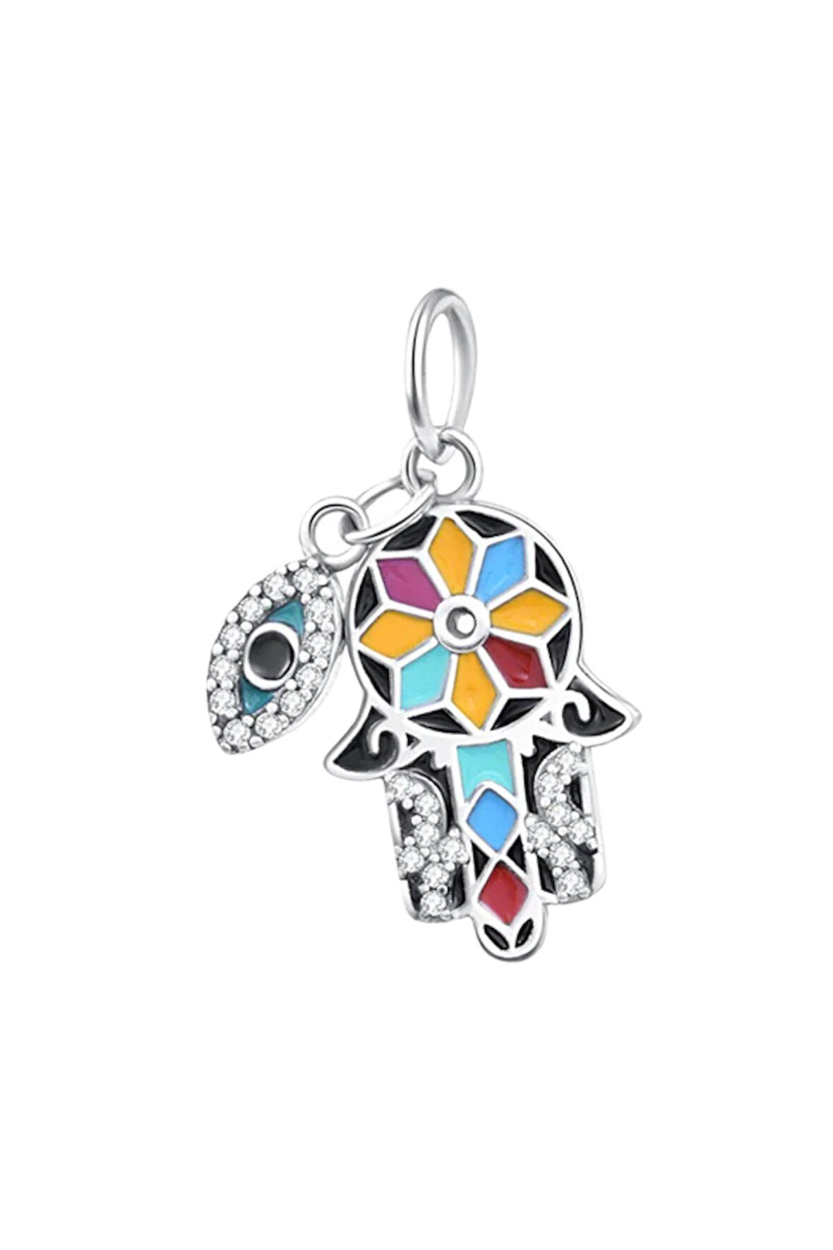 Mandala Koruyucu El ve Göz Charm | 925 Ayar Gümüş