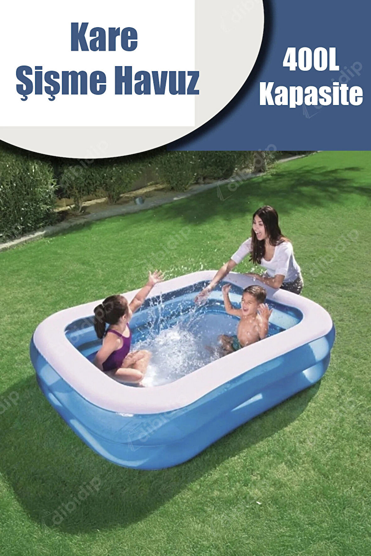 400 Lt Kare Mavi Aile Şişme Havuz