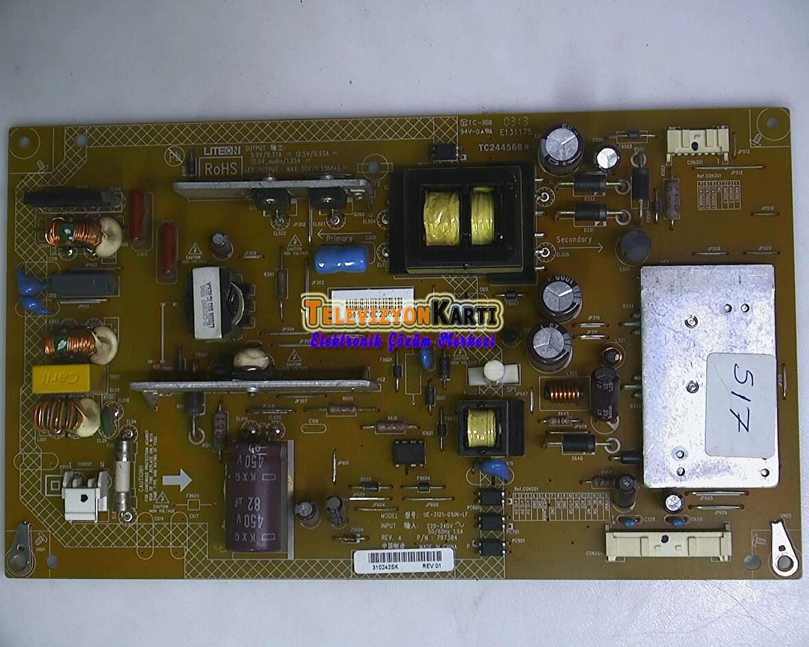 UE-3121-01UN-LF, 797384, 797384 REV.01, TC24456B, Toshiba 32L4333D, Power Board, Besleme, 96.32S02.005