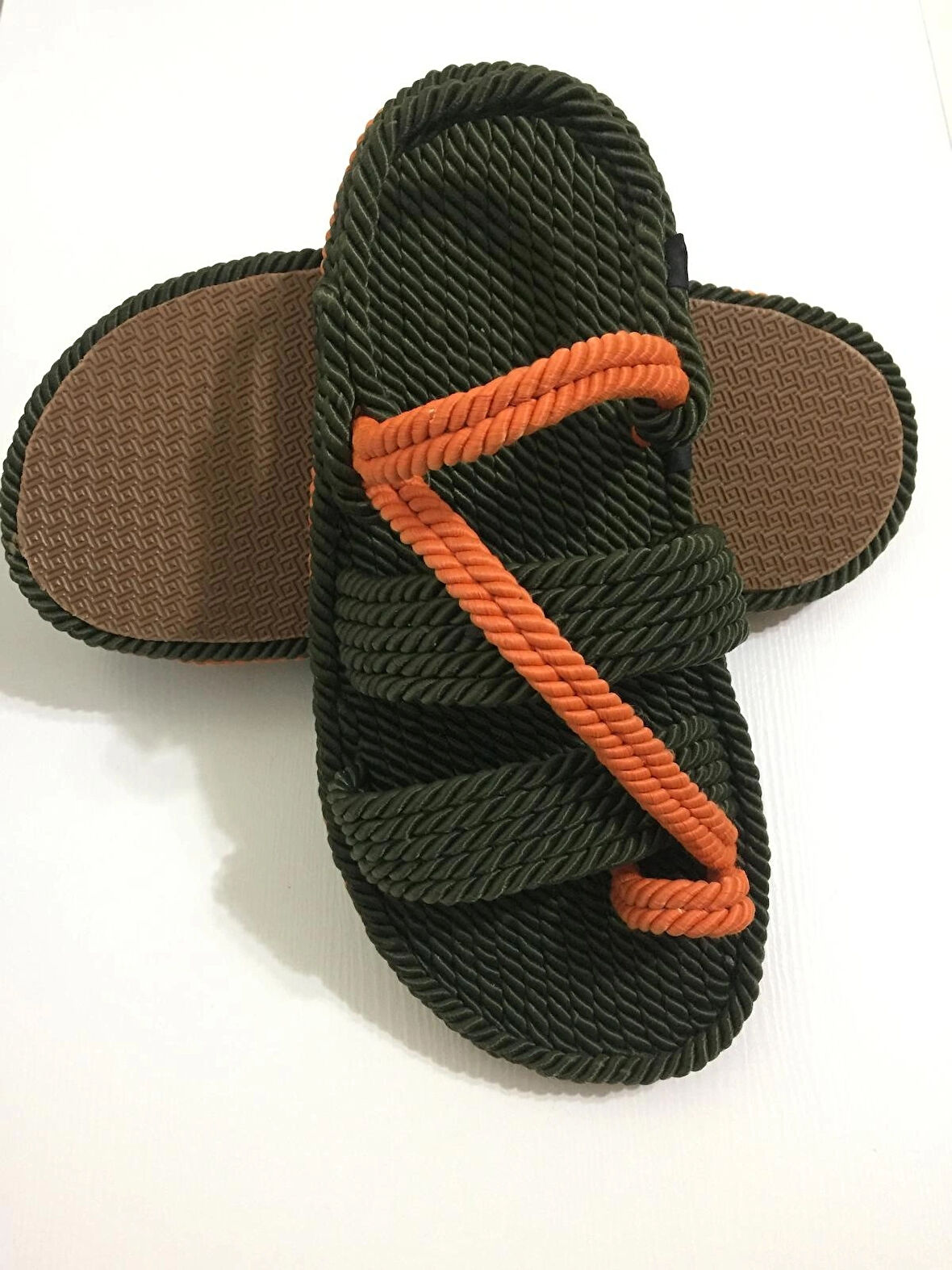 Haticce Haki Özel Tasarım Erkek Sandalet