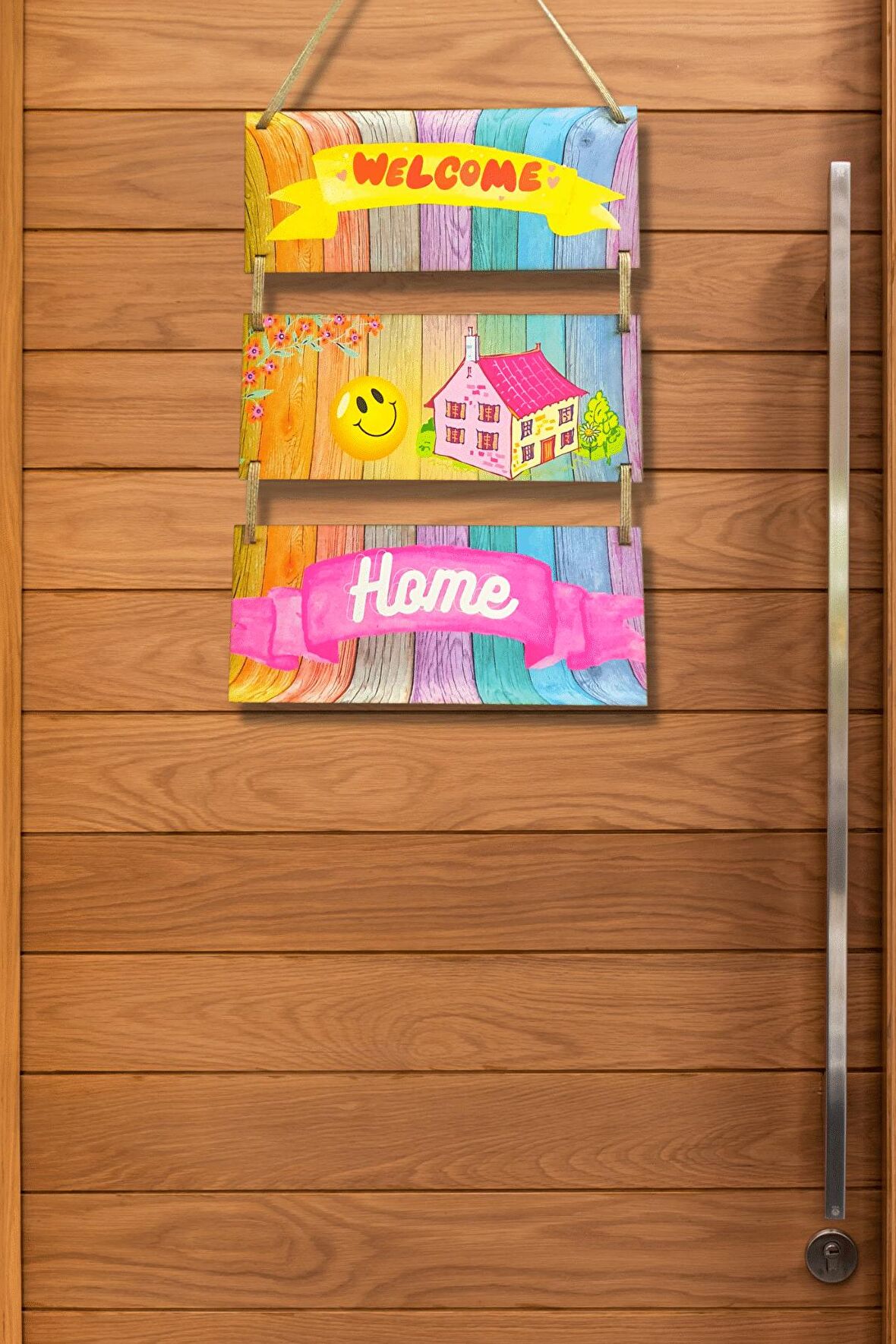 Welcome Home Kapı ve Duvar süsü 3'lü Tablo