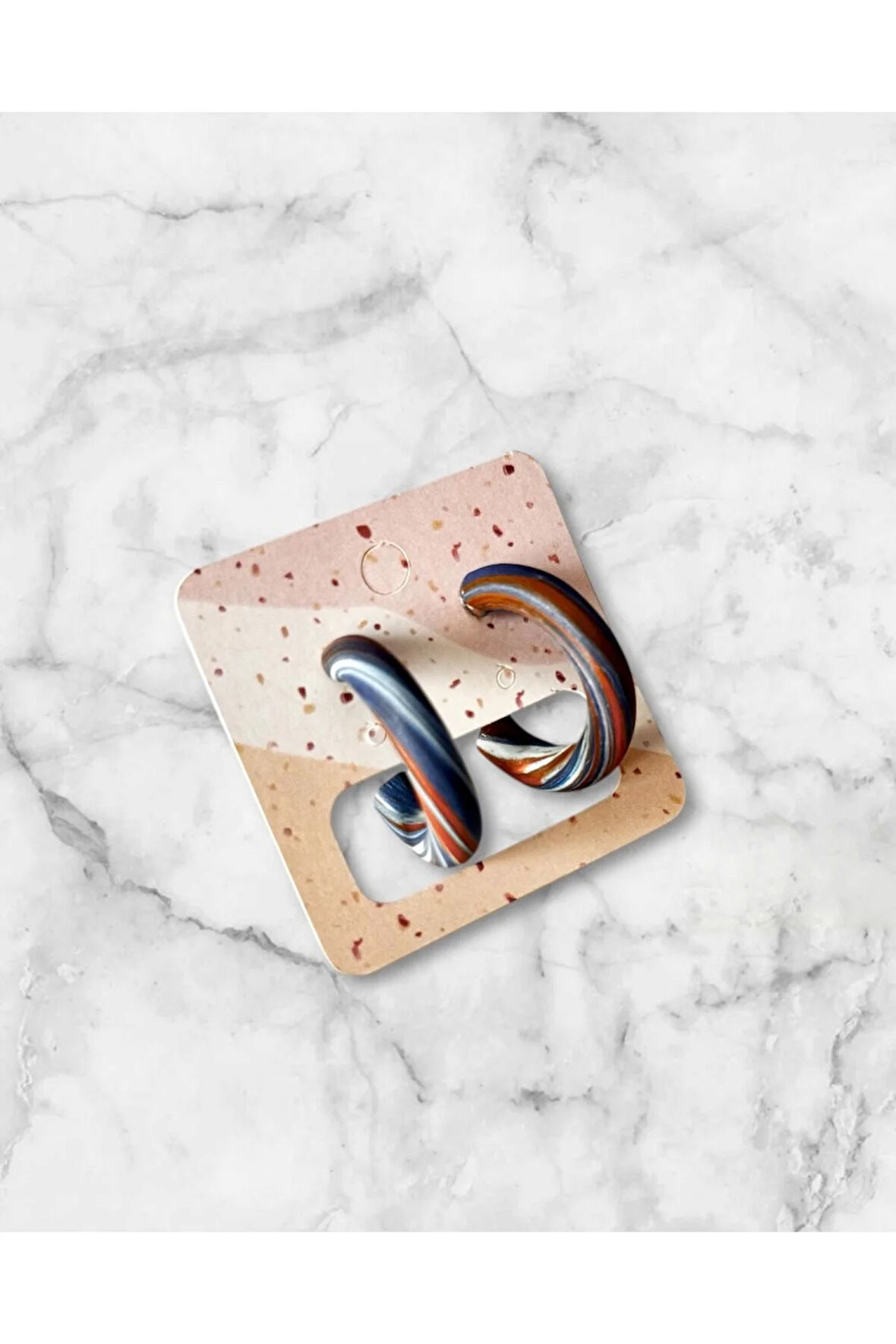 MuffyClay Özel Tasarım, Polimer Kil Desenli Halka Küpe - Party