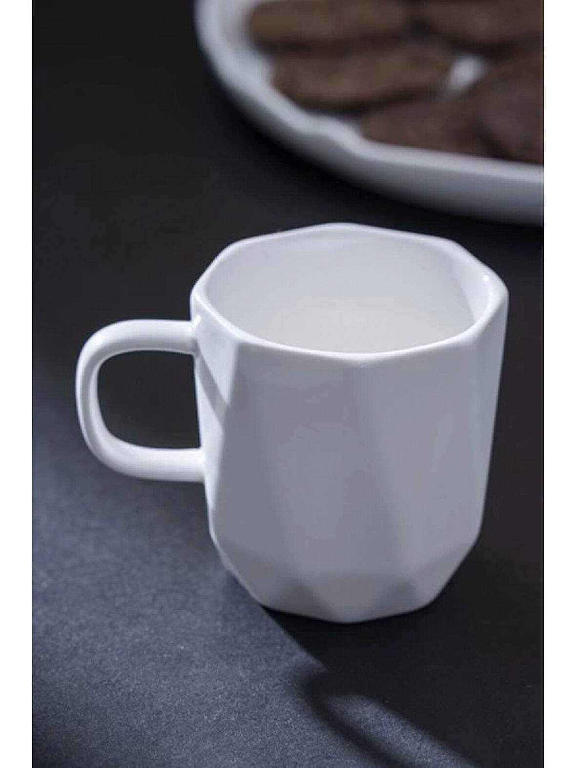 Acar PORM5343 Nero Sekizgen Beyaz Porselen Kupa