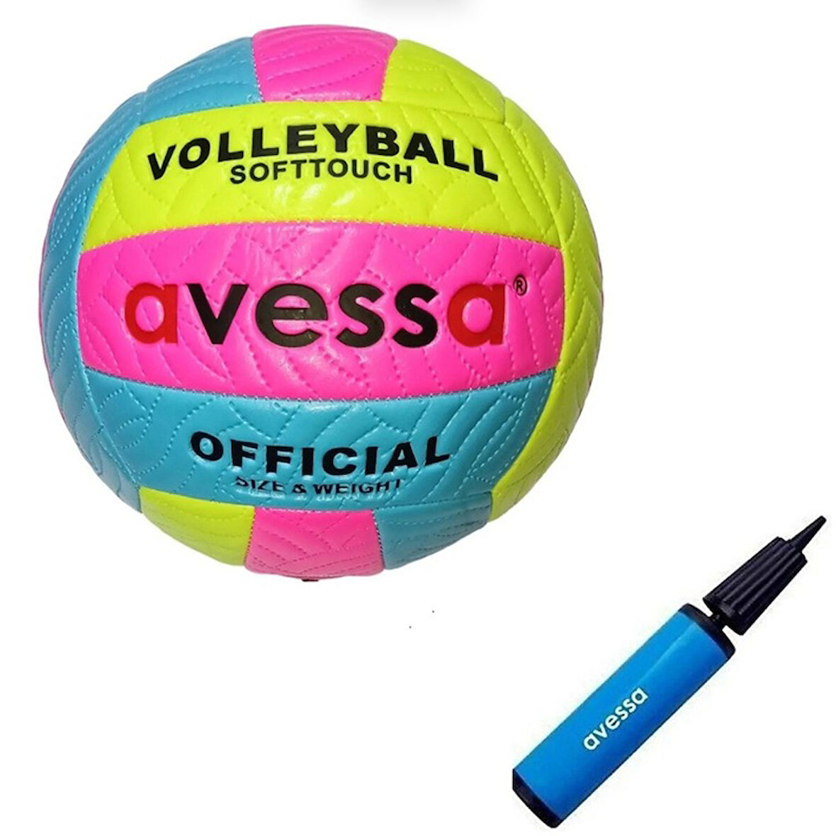 Avessa Vlm-700 Makine Dikişli Soft Touch 280 Gr Fosforlu Deri Voleybol Topu No:5 + Top Pompası