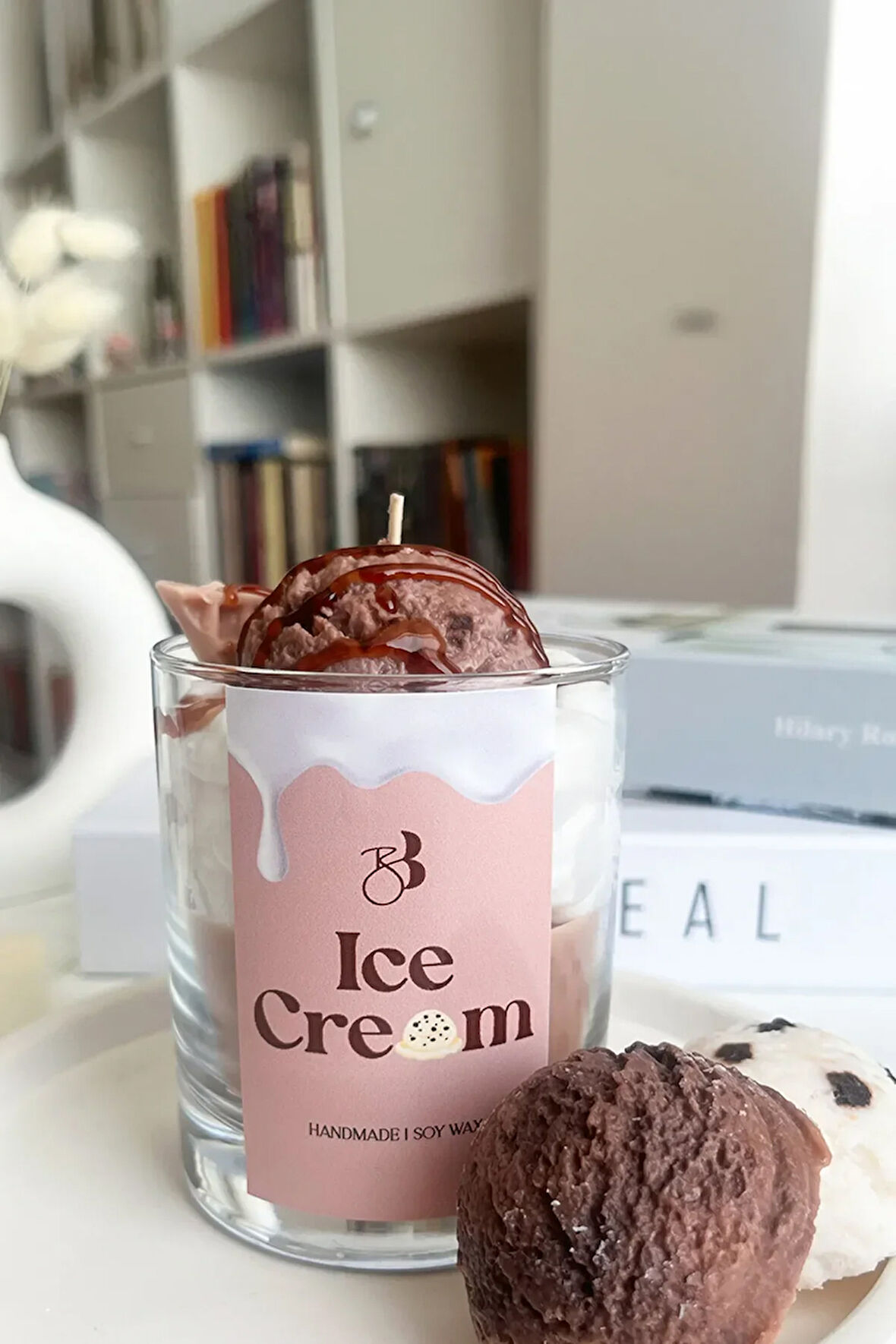 Çikolata Kokulu Doğal El Yapımı Kahverengi Dekorasyon Soya Mumu