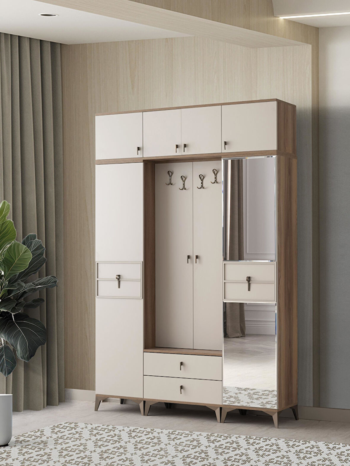 Ay Işığı Asklıklı Çekmeceli Ayakkabılık Portmanto 160x40x204cm 