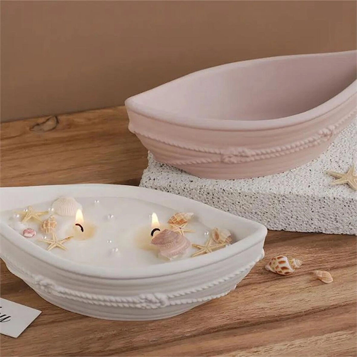 Dekoratif Tekne Mumluk 9x17cm 2 li