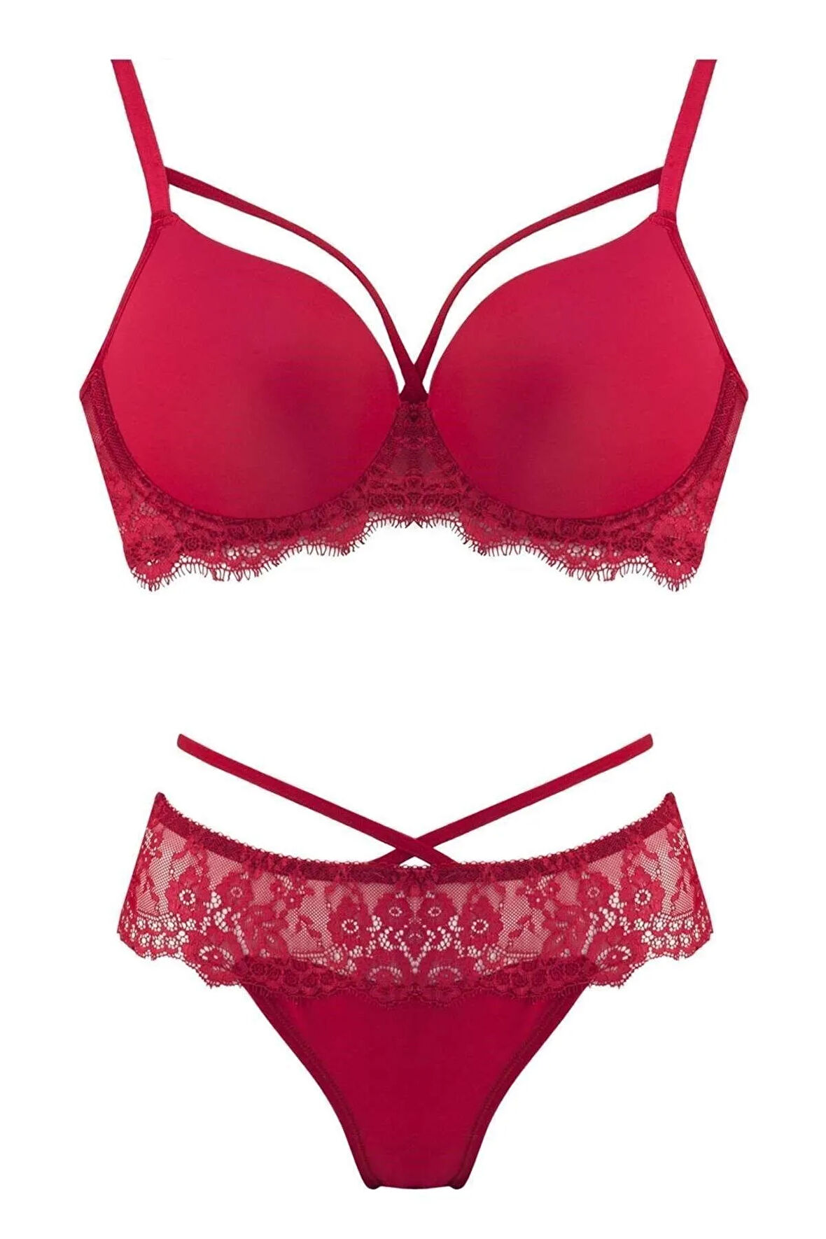 Kadın Bordo Boş Kap Sütyen Takım