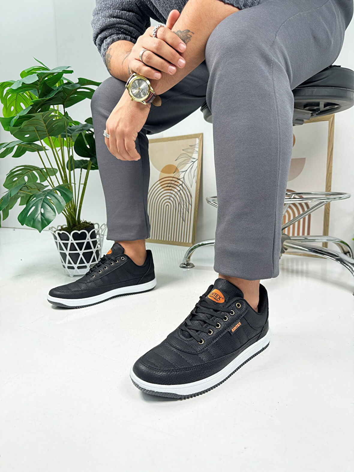 Günlük Erkek Sneaker Bağcıklı Dikişli Hafif Rahat Yürüyüş Spor Ayakkabı 013C 