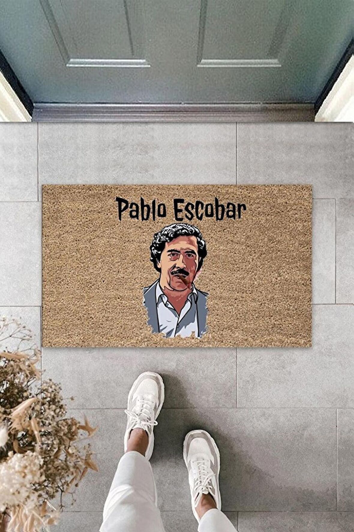 Modern Dijital Baskı - Kahverengi Pablo Escobar Paspas - Kapı Önü Paspası