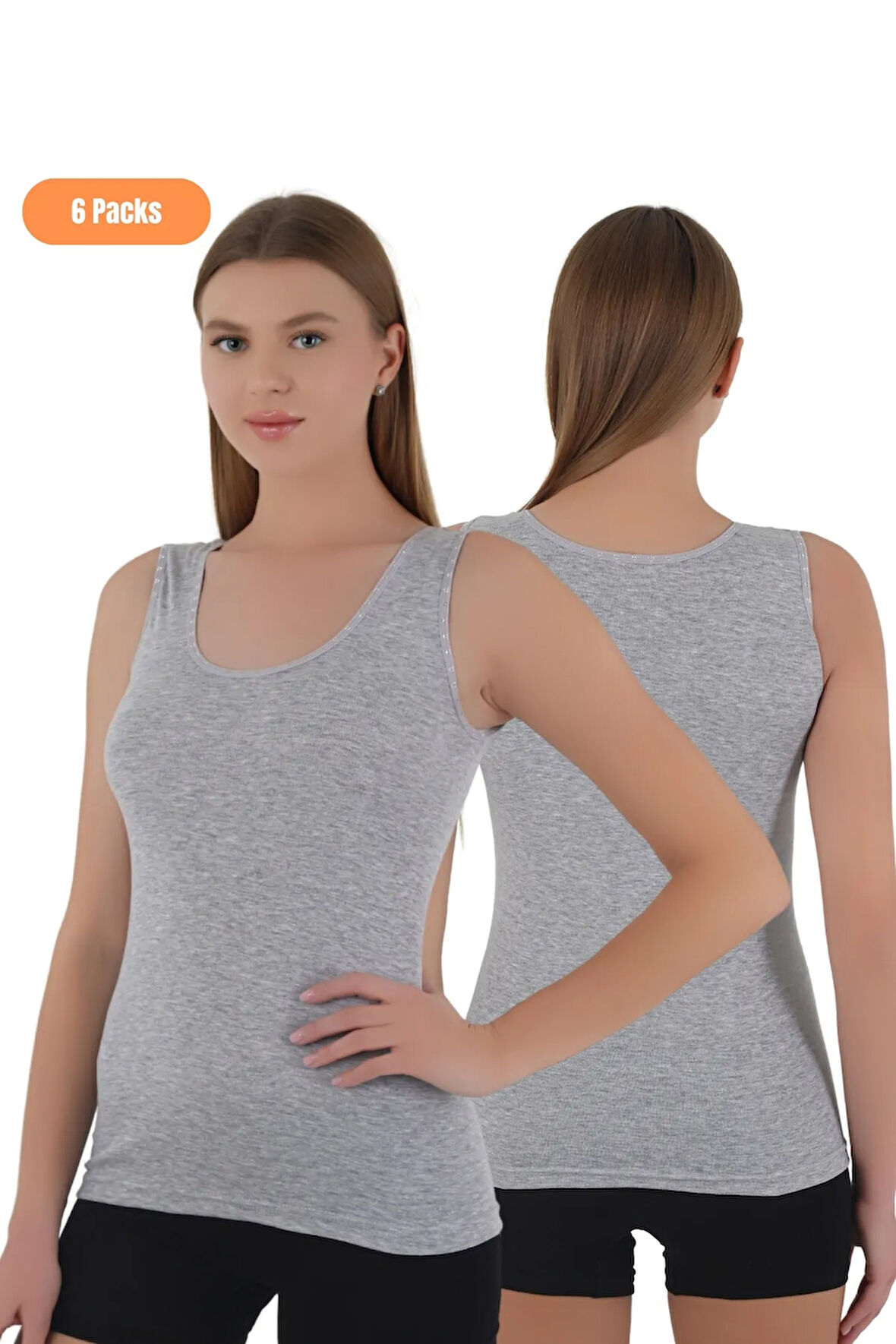 Kadın 6'lı Ribana Kumaşlı Kalın Askılı Atlet Seti